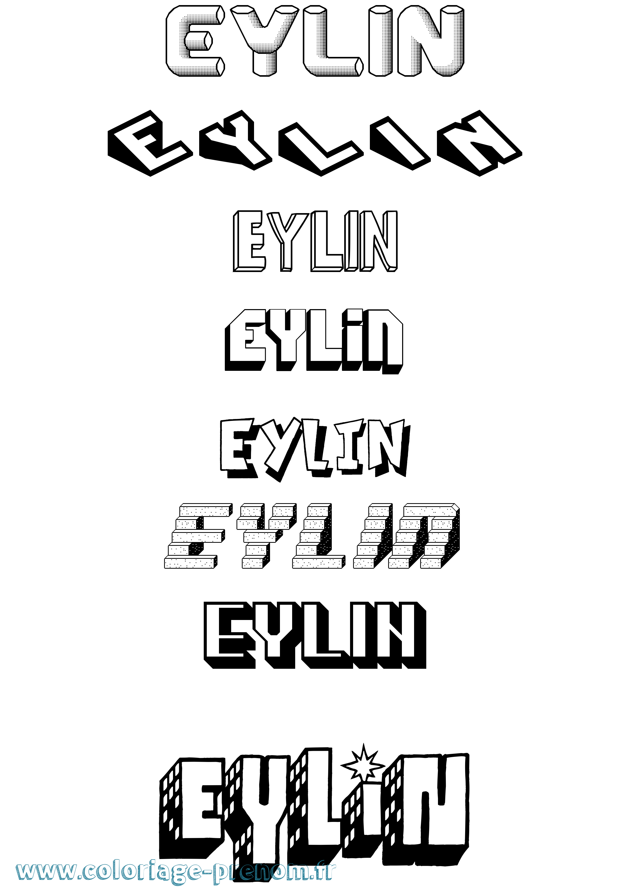 Coloriage Eylin Effet 3D Coloriage prénom Eylin Effet 3D