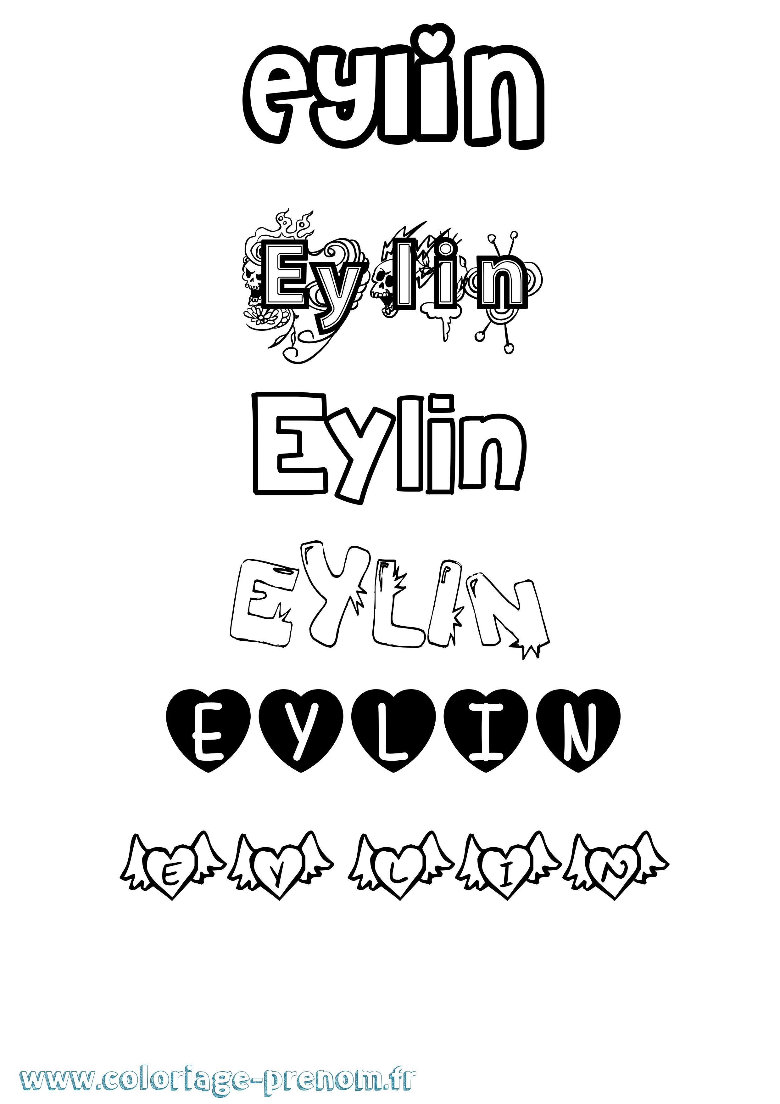 Coloriage Eylin Girly Coloriage prénom Eylin Girly