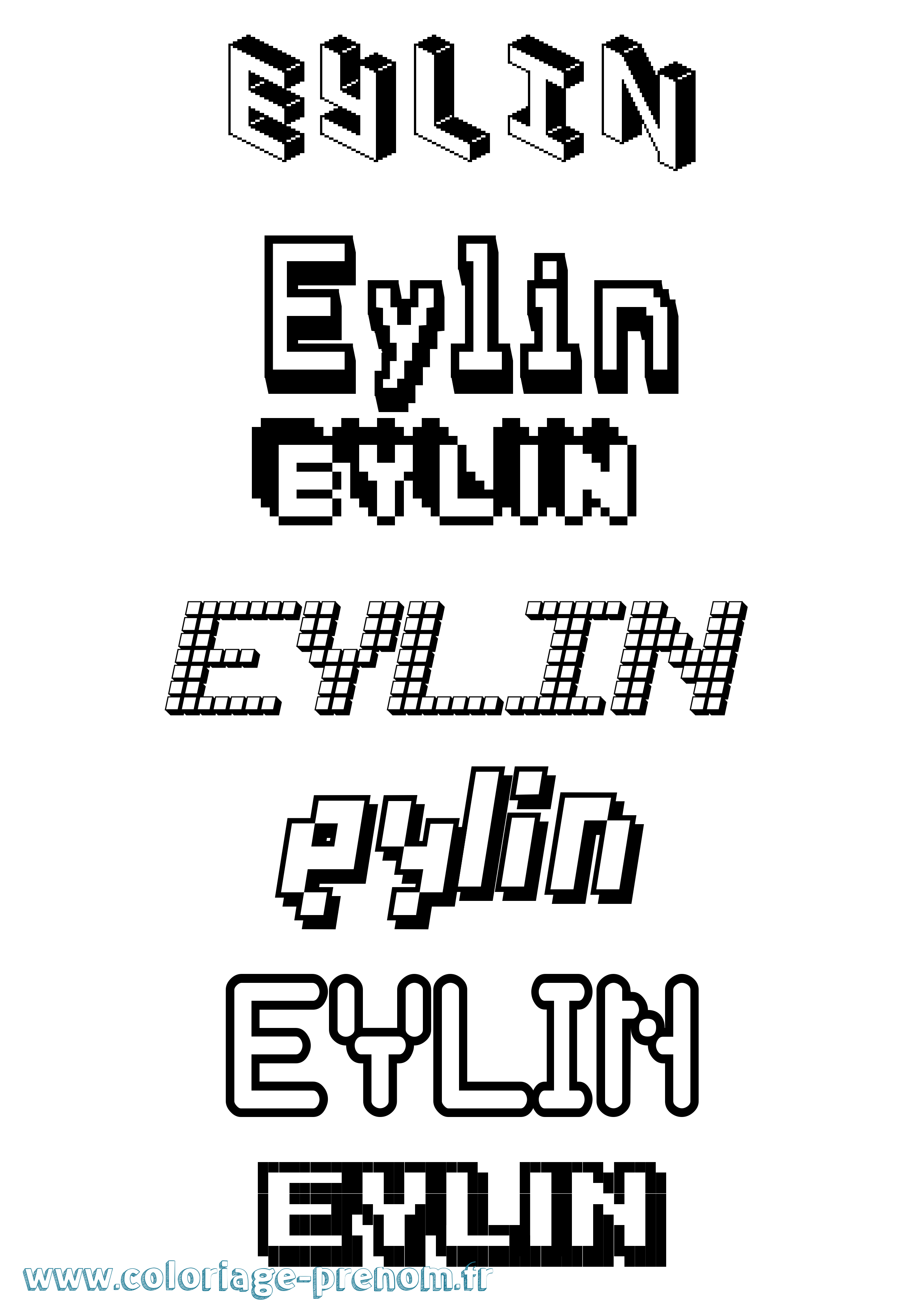 Coloriage Eylin Pixel Coloriage prénom Eylin Pixel
