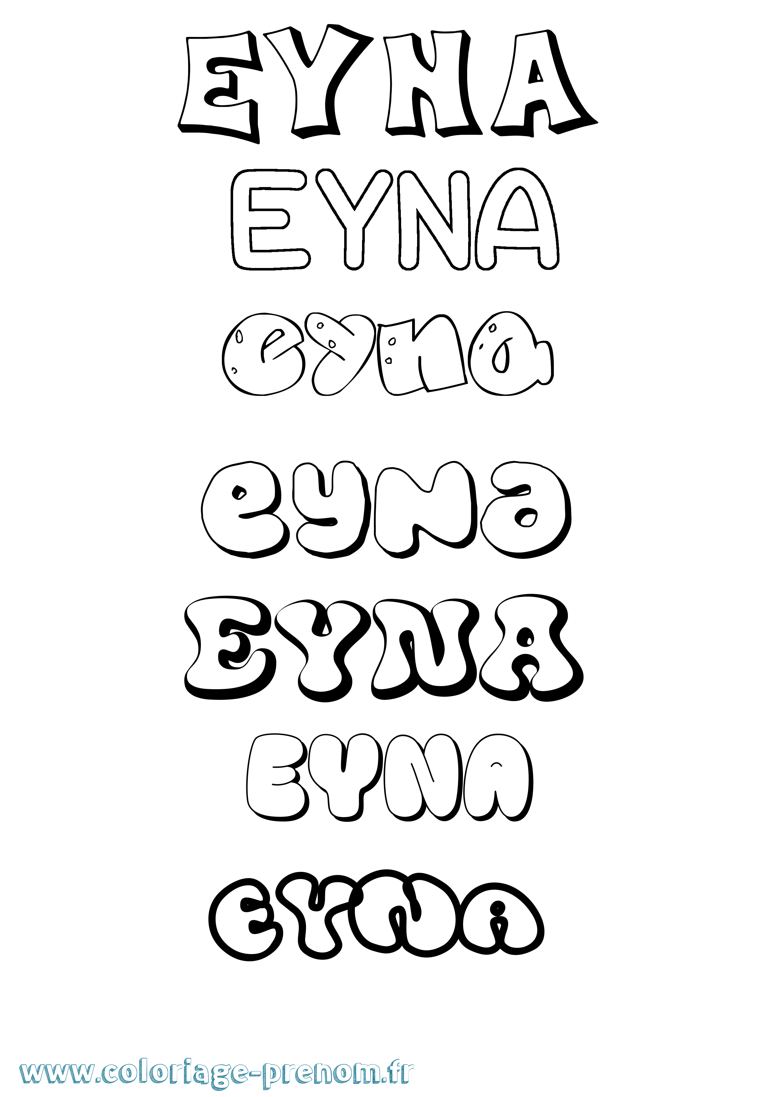 Coloriage Eyna Bubble Coloriage prénom Eyna Bubble