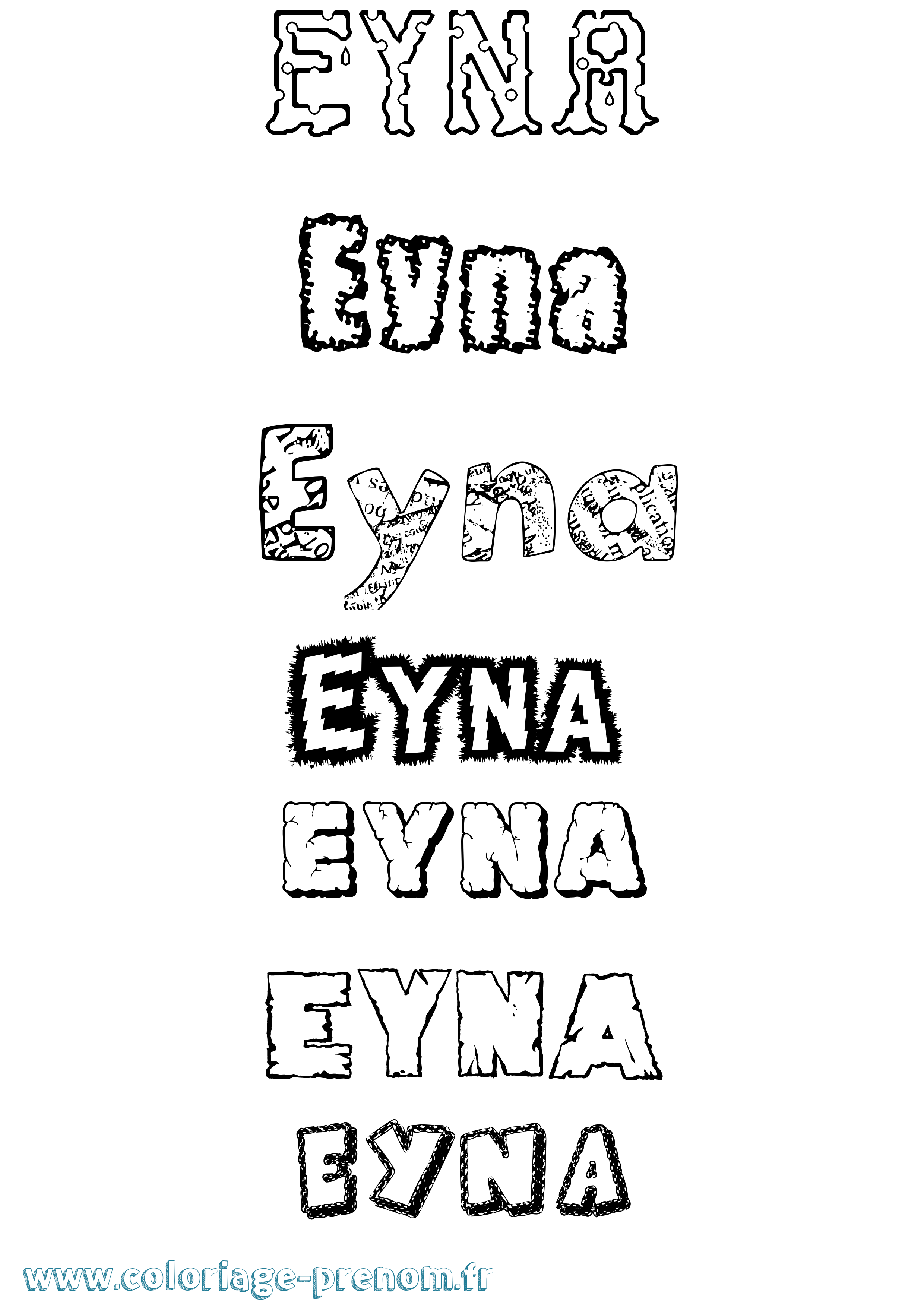 Coloriage Eyna Destructuré Coloriage prénom Eyna Destructuré