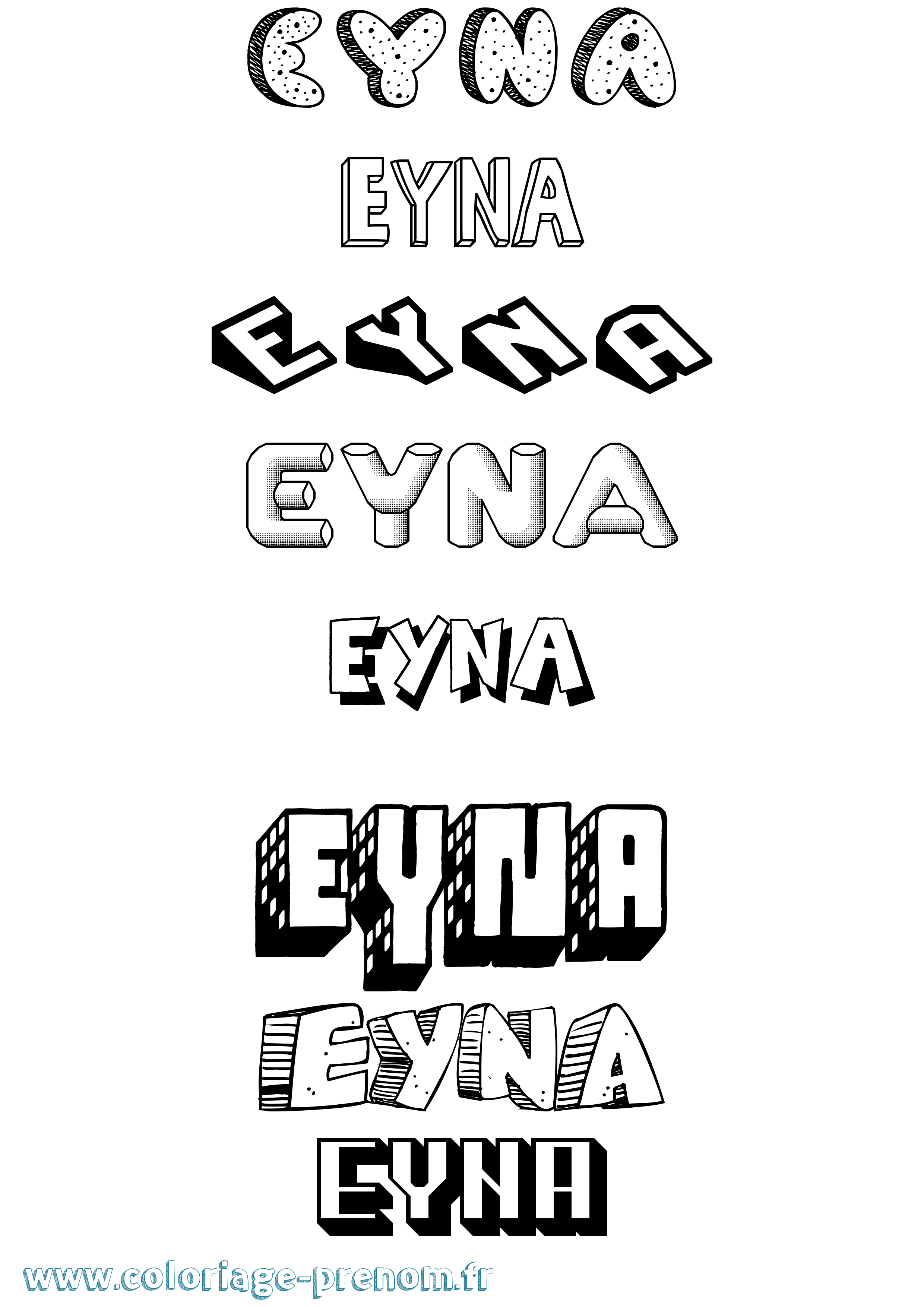 Coloriage Eyna Effet 3D Coloriage prénom Eyna Effet 3D