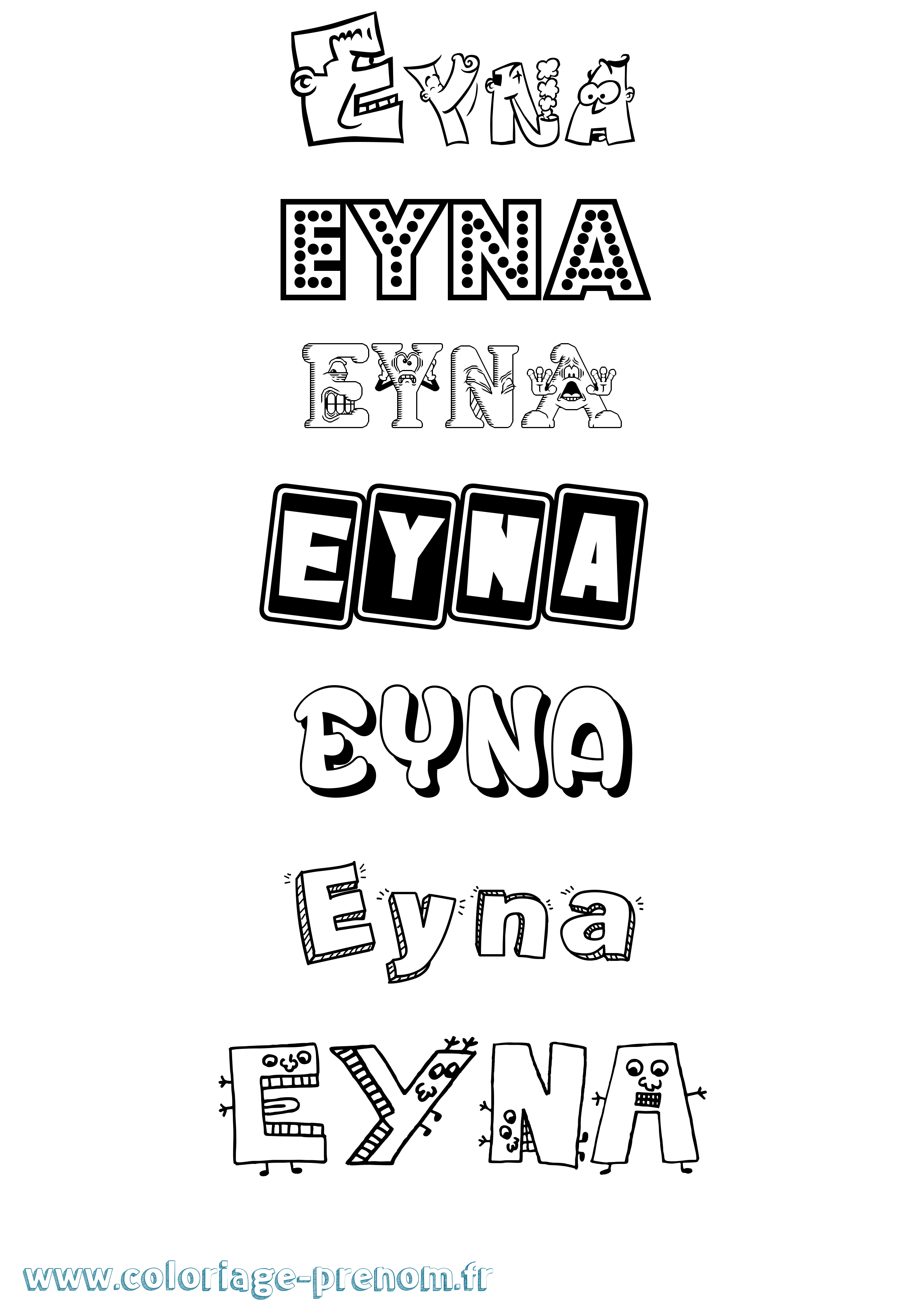 Coloriage Eyna Fun Coloriage prénom Eyna Fun