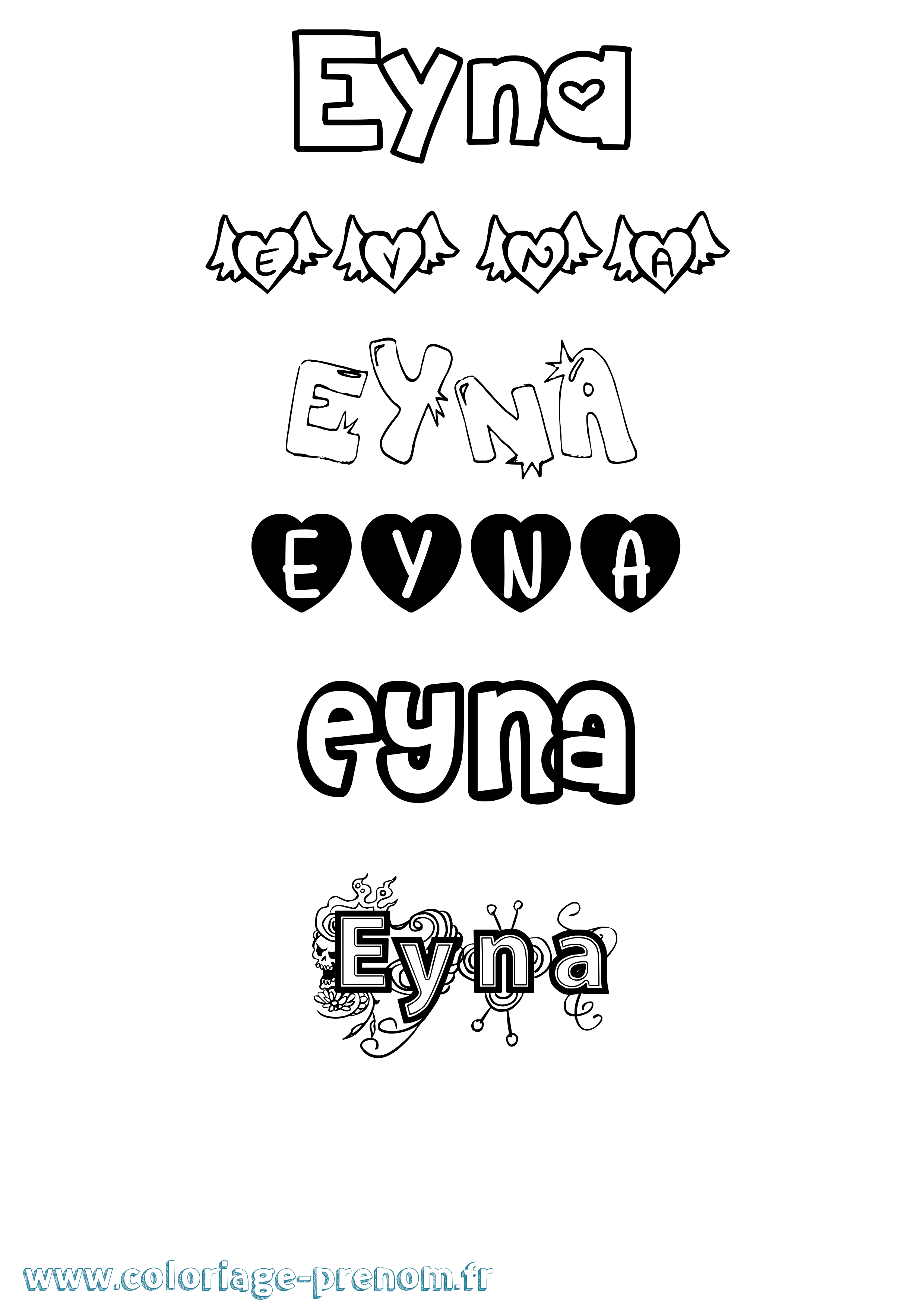 Coloriage Eyna Girly Coloriage prénom Eyna Girly