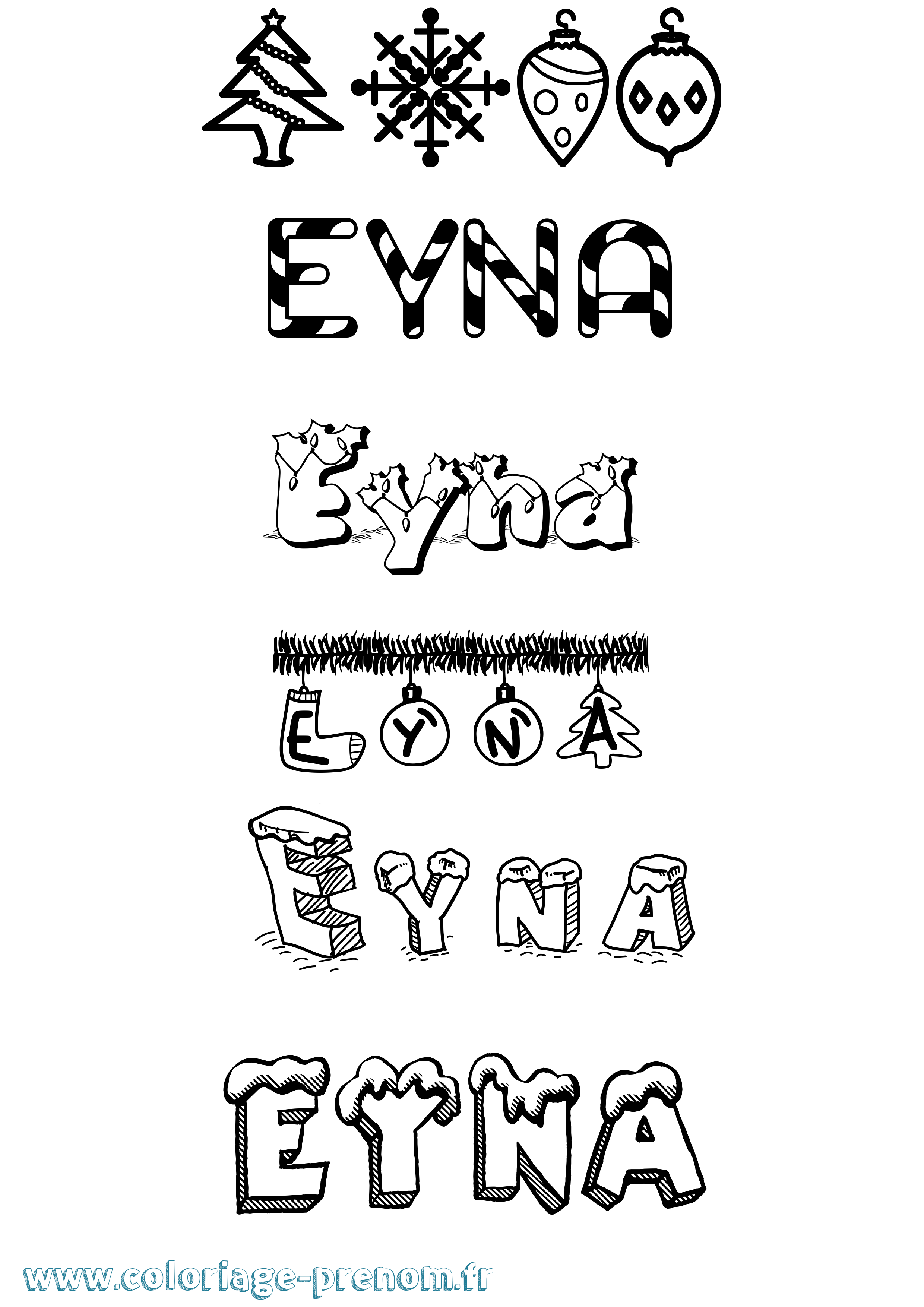 Coloriage Eyna Noël Coloriage prénom Eyna Noël