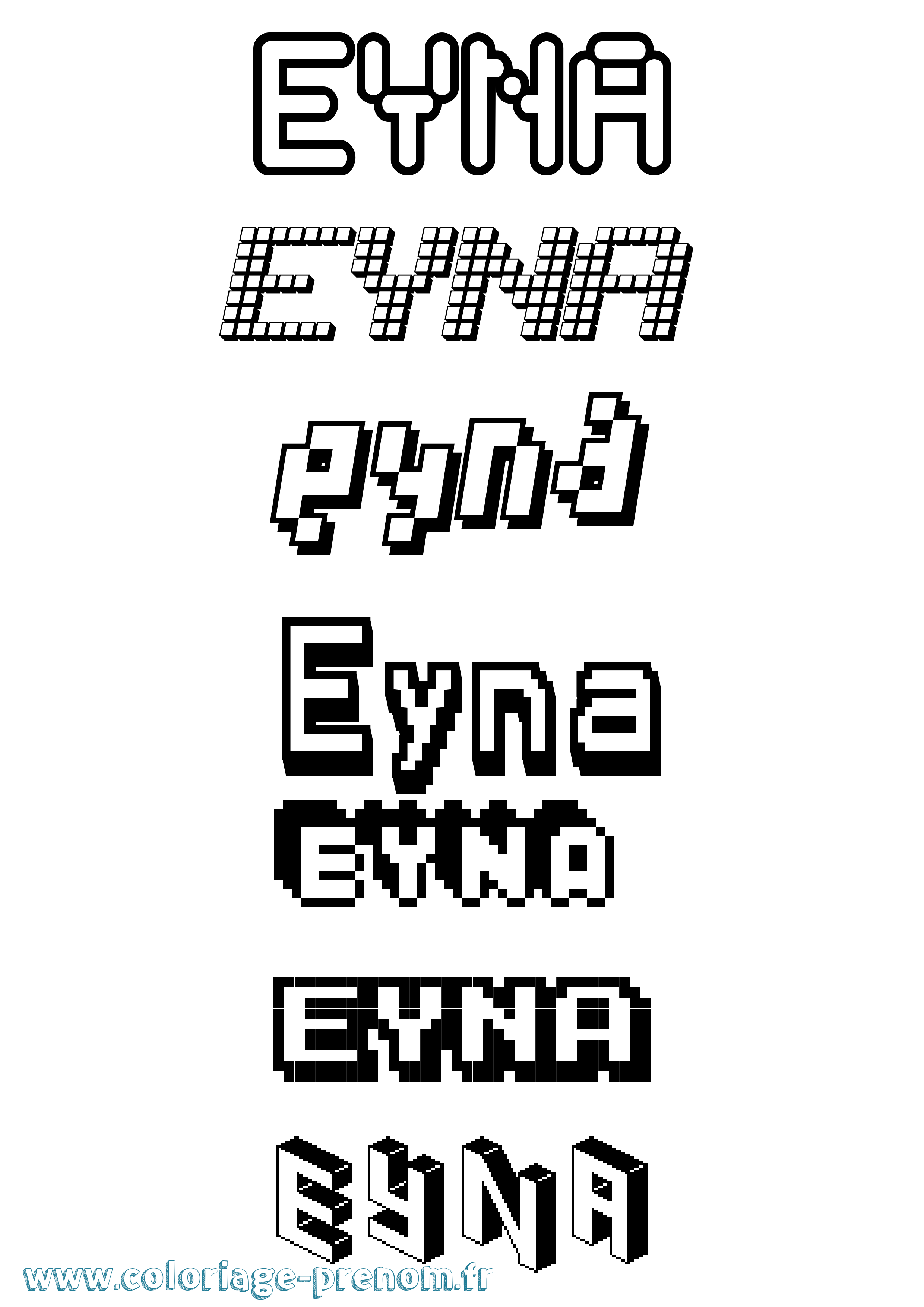 Coloriage Eyna Pixel Coloriage prénom Eyna Pixel