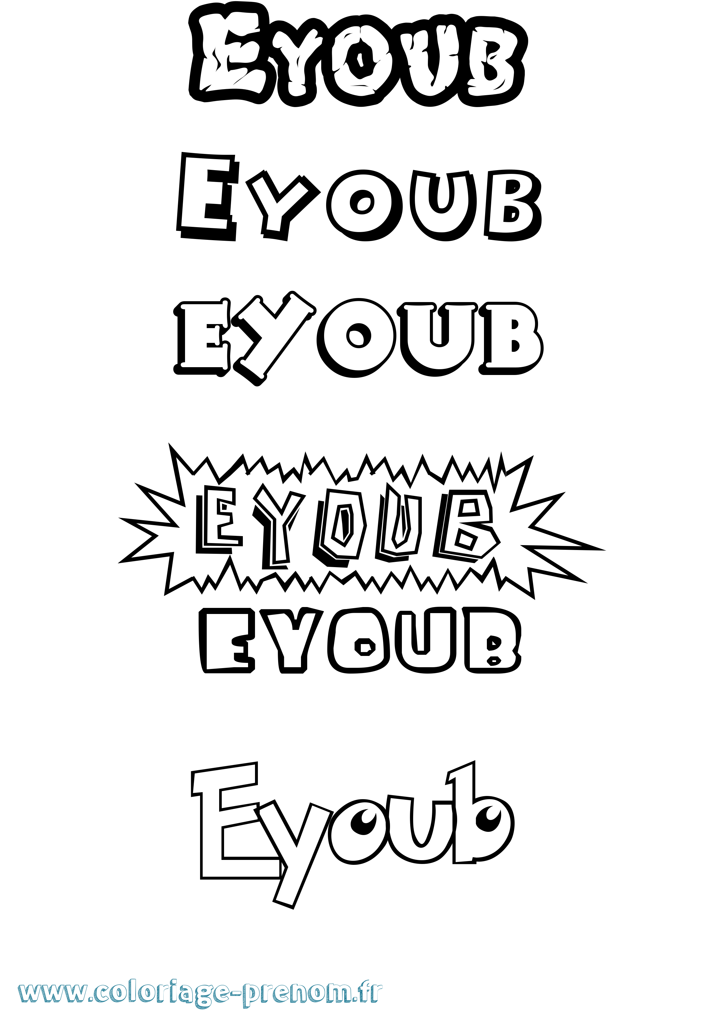 Coloriage Eyoub Dessin Animé Coloriage prénom Eyoub Dessin Animé