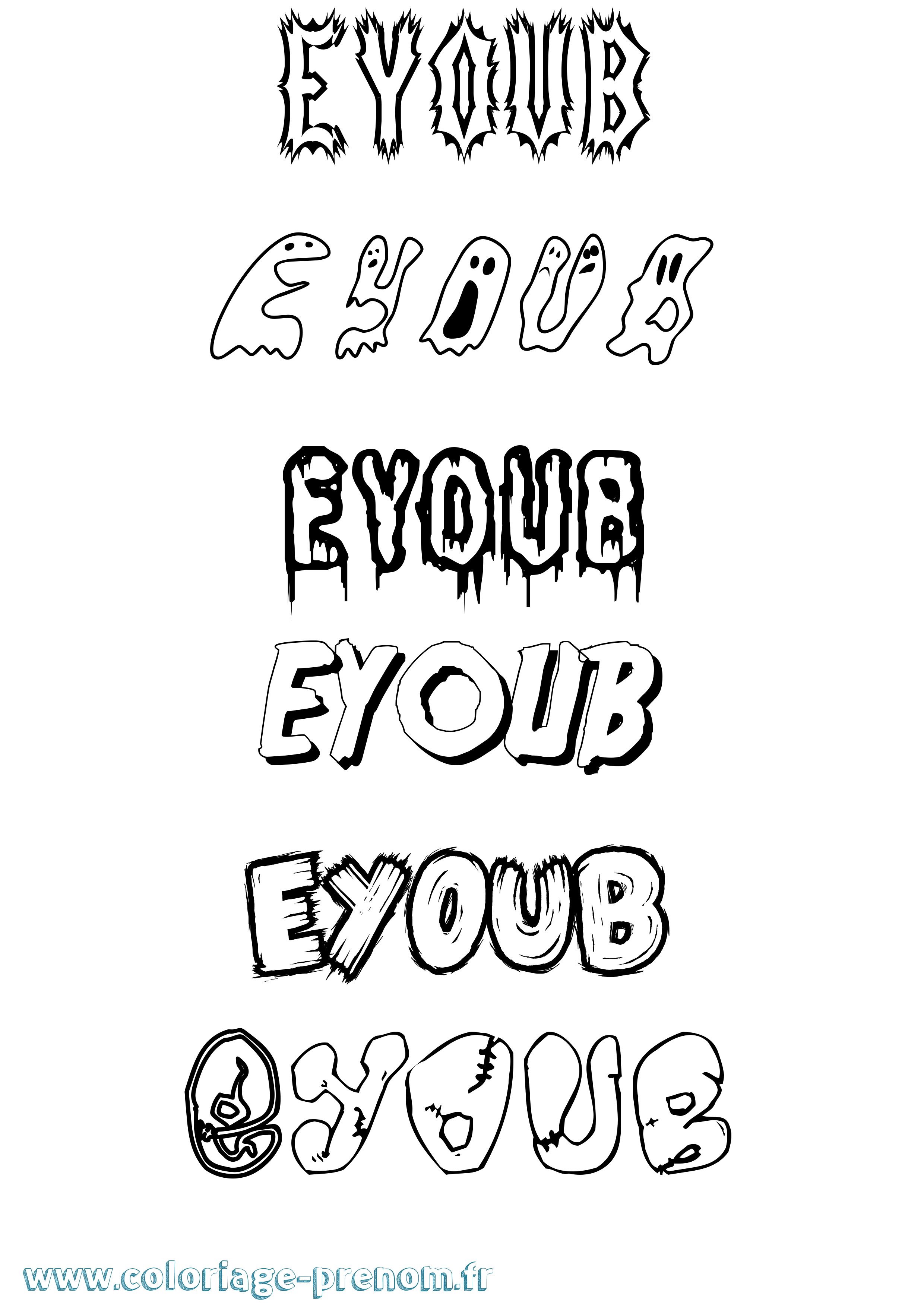 Coloriage Eyoub Frisson Coloriage prénom Eyoub Frisson
