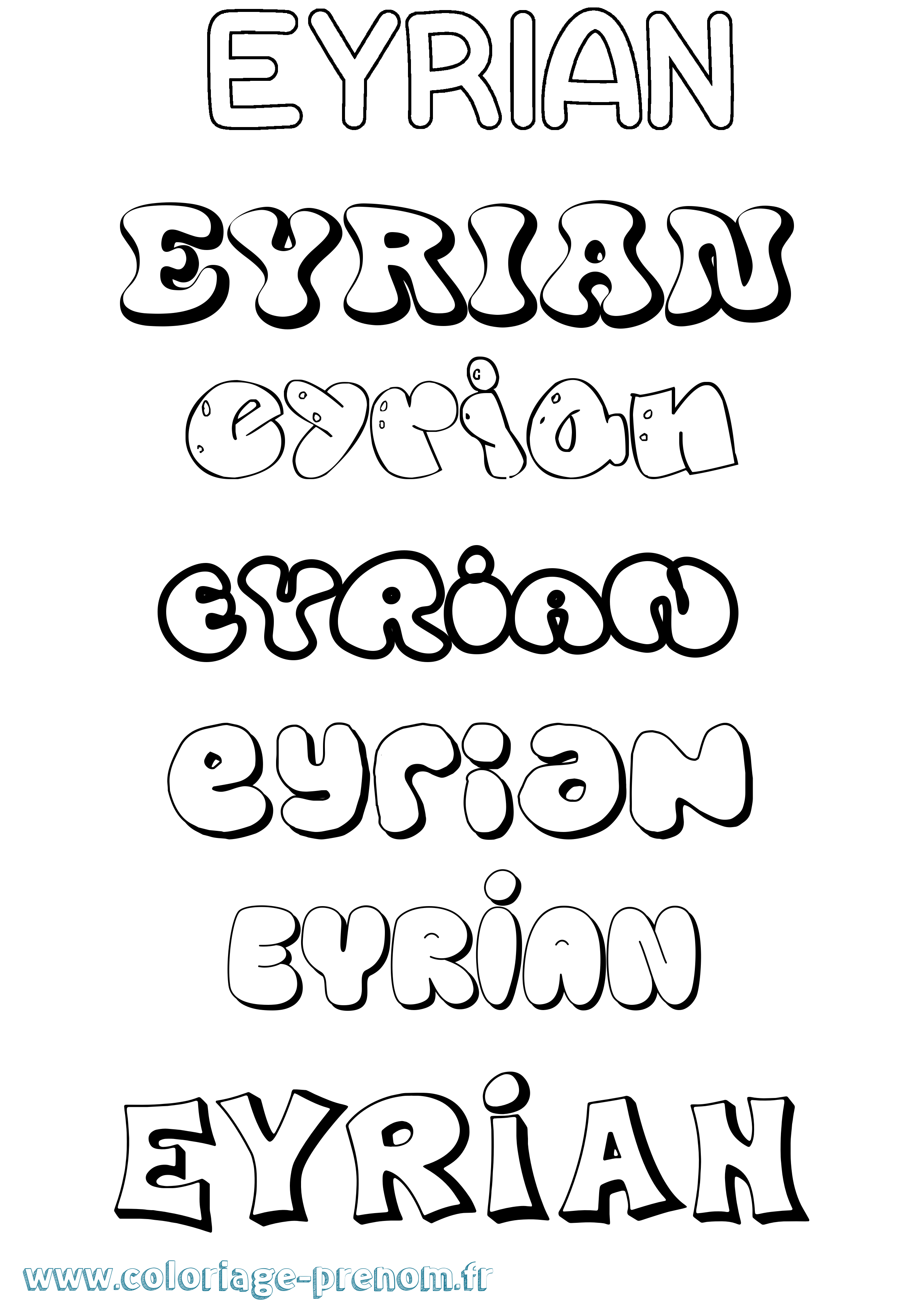 Coloriage Eyrian Bubble Coloriage prénom Eyrian Bubble