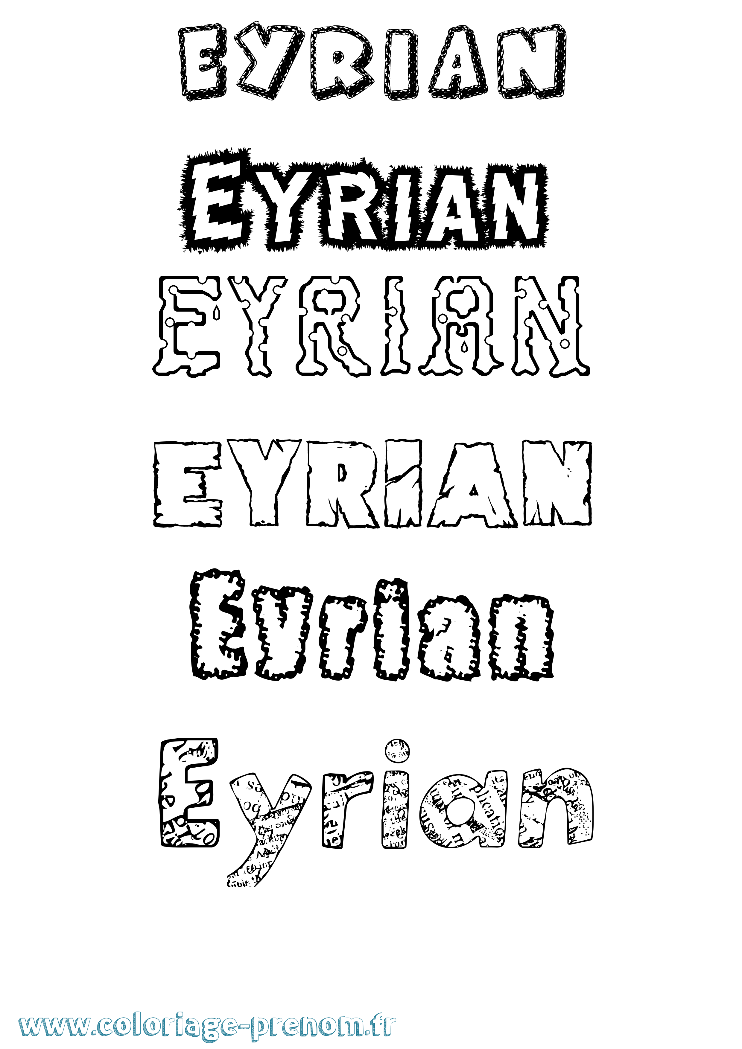 Coloriage Eyrian Destructuré Coloriage prénom Eyrian Destructuré