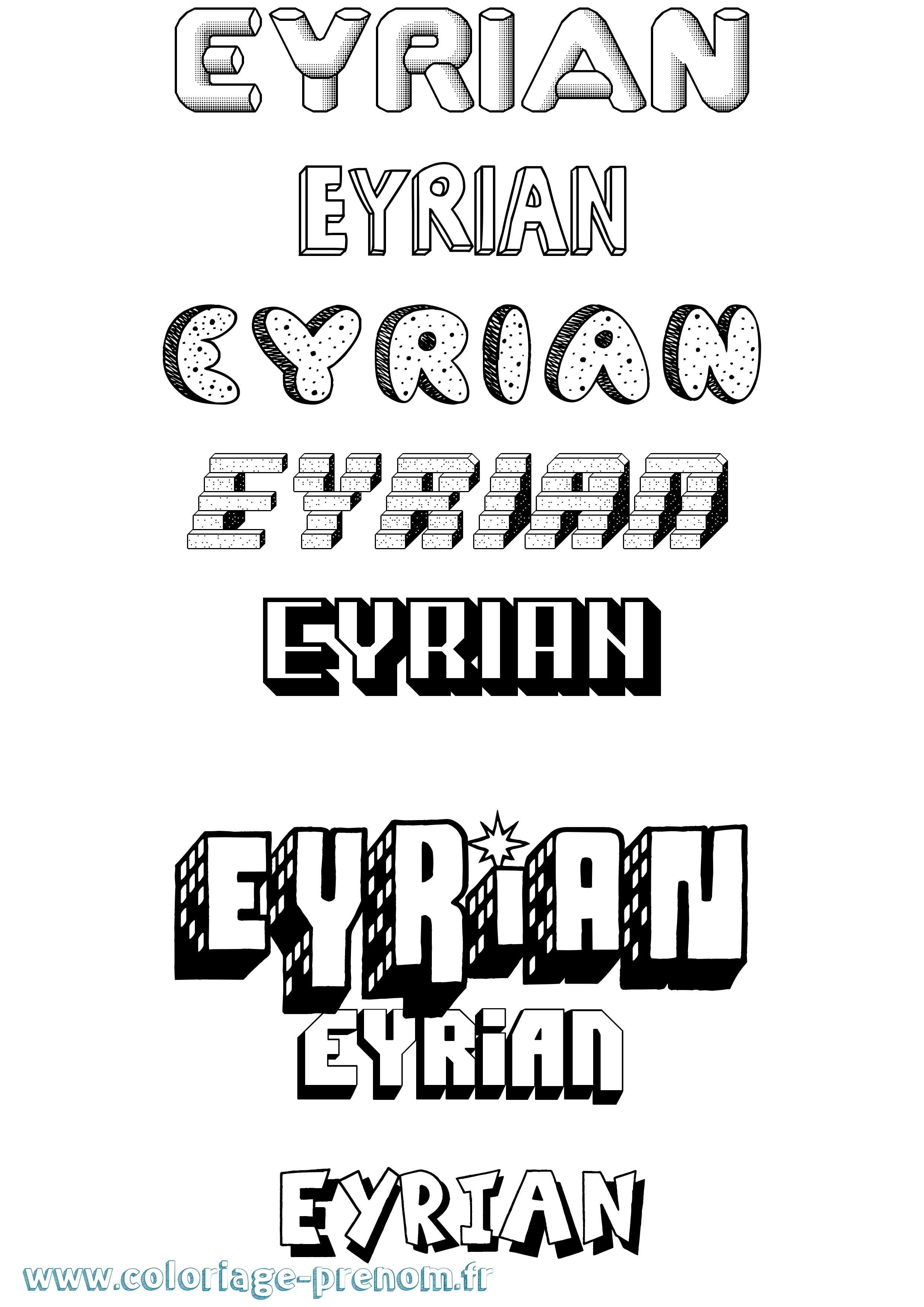 Coloriage Eyrian Effet 3D Coloriage prénom Eyrian Effet 3D
