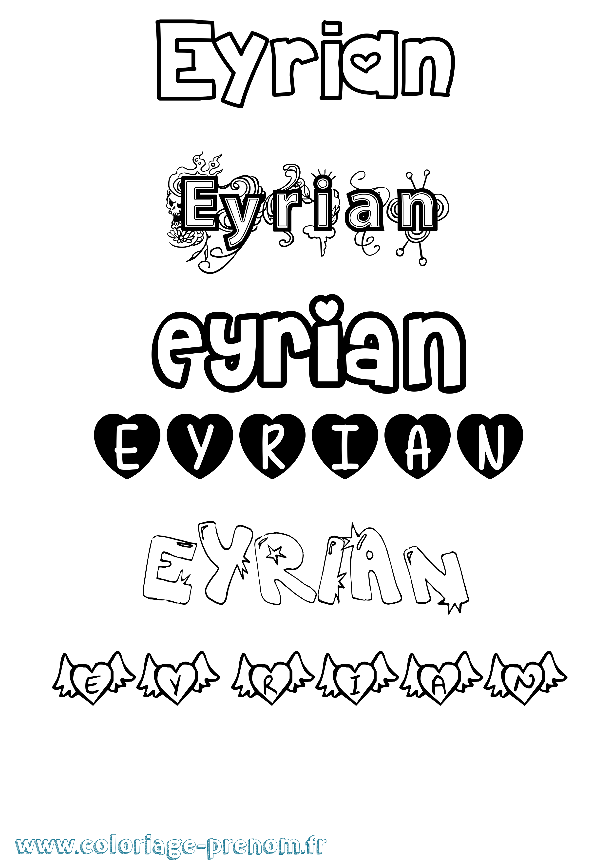 Coloriage Eyrian Girly Coloriage prénom Eyrian Girly