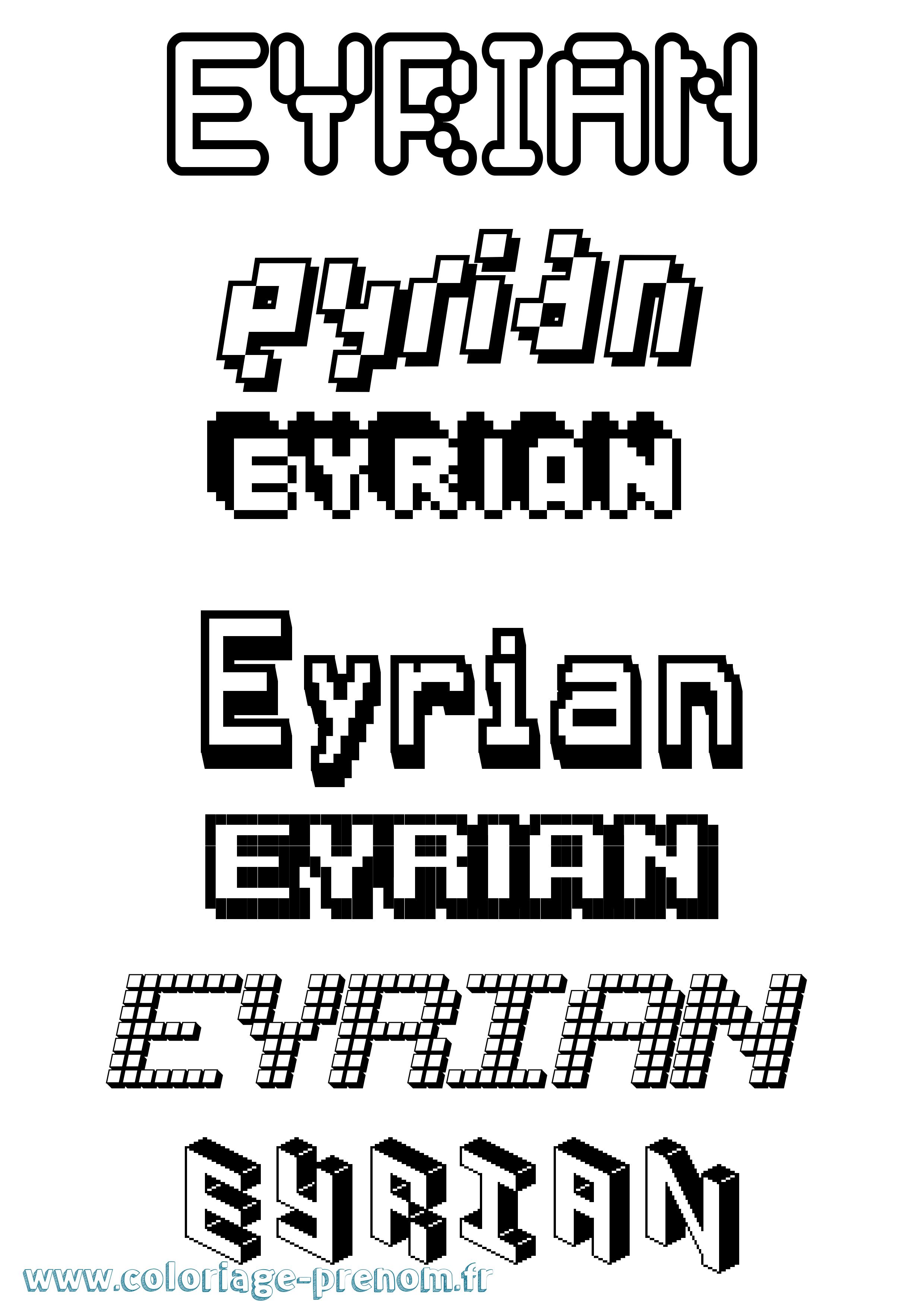 Coloriage Eyrian Pixel Coloriage prénom Eyrian Pixel
