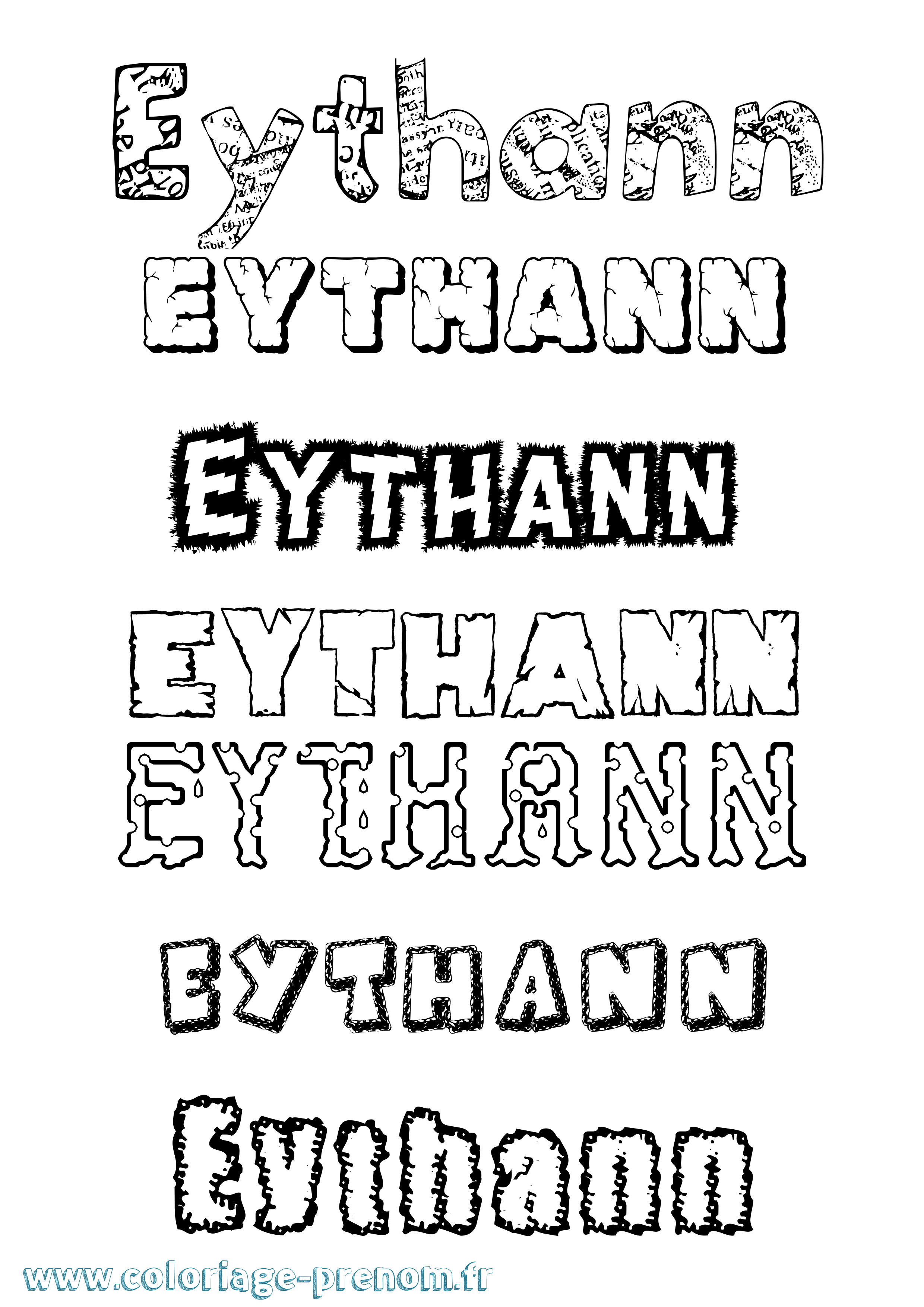 Coloriage Eythann Destructuré Coloriage prénom Eythann Destructuré
