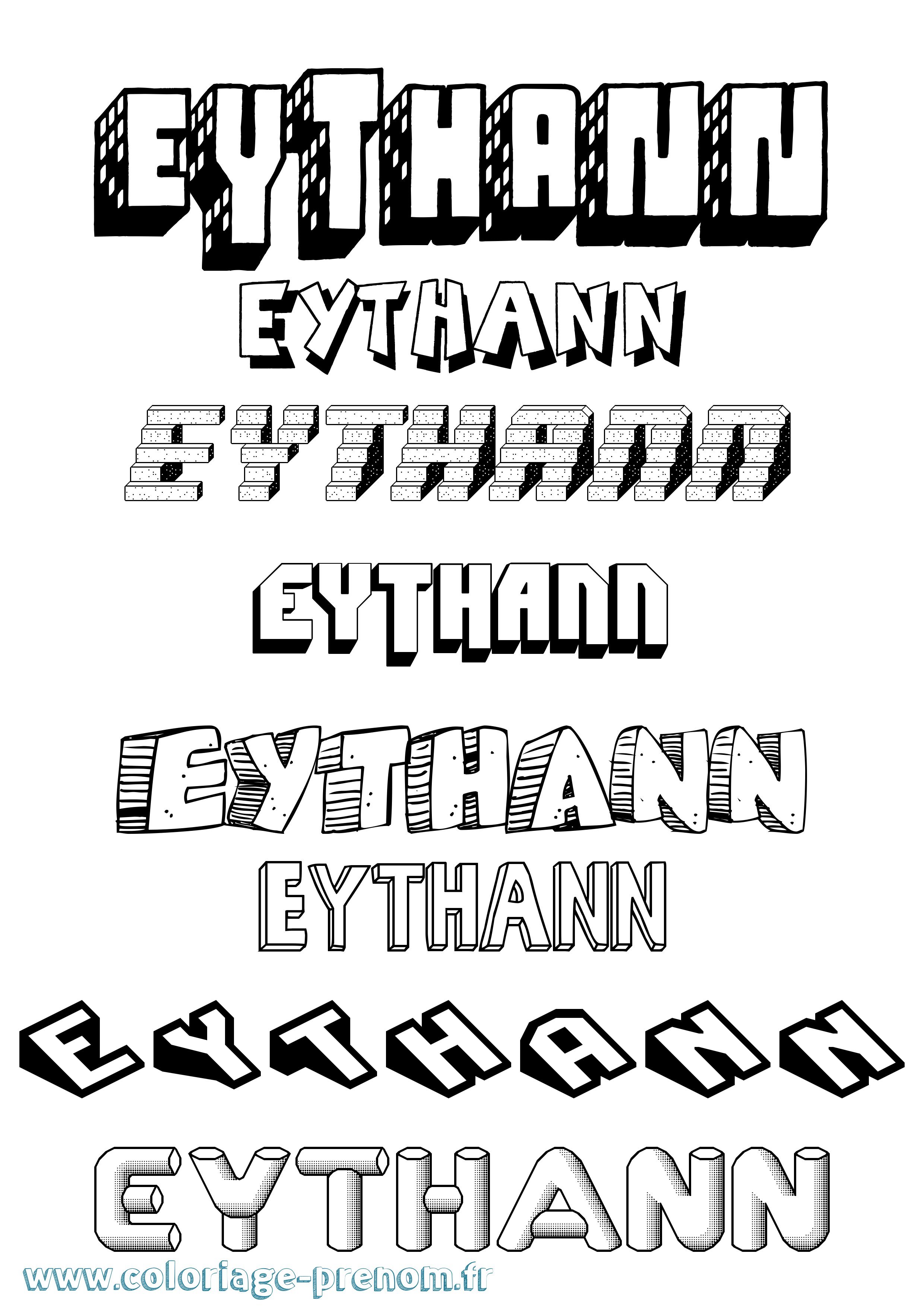 Coloriage Eythann Effet 3D Coloriage prénom Eythann Effet 3D