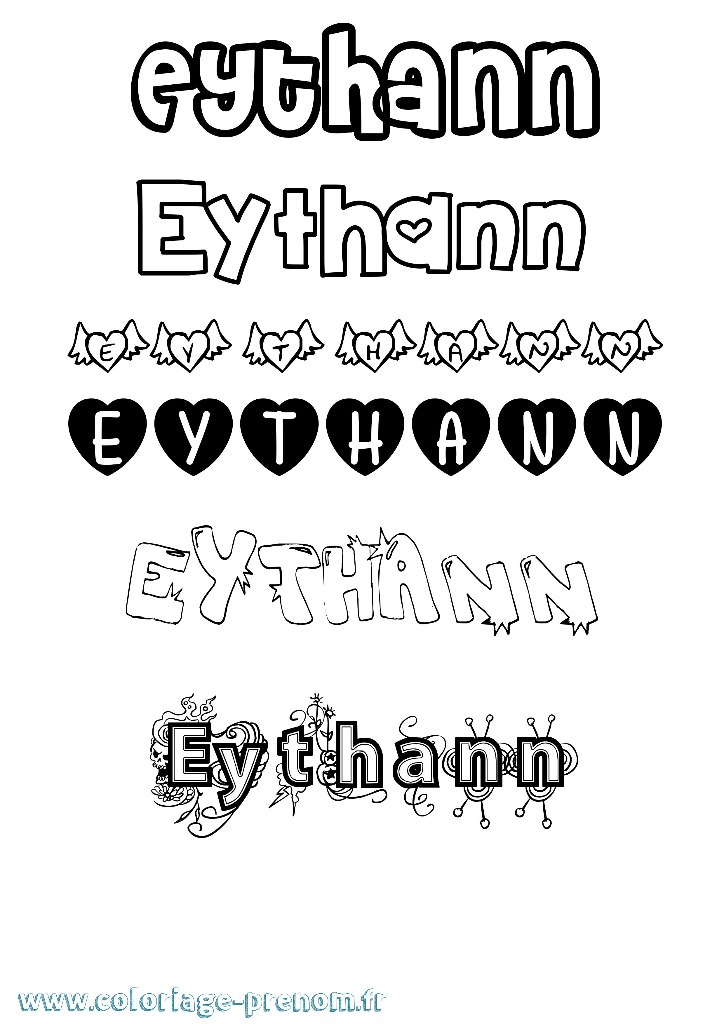 Coloriage Eythann Girly Coloriage prénom Eythann Girly