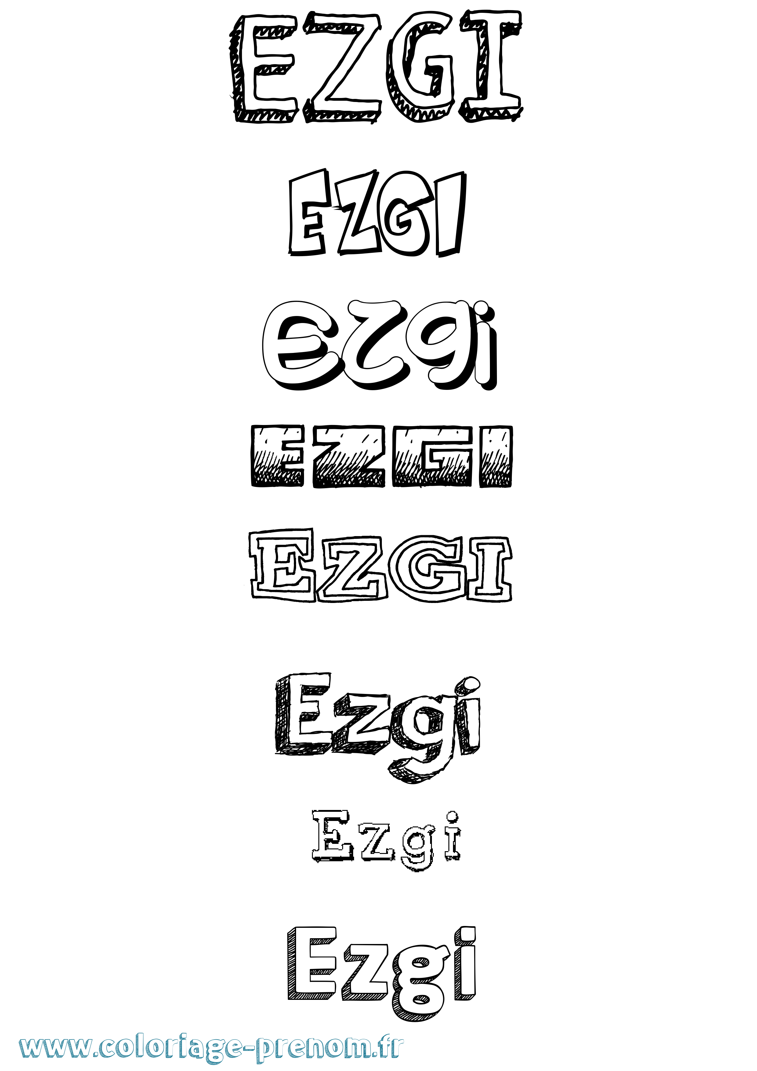 Coloriage Ezgi Dessiné Coloriage prénom Ezgi Dessiné
