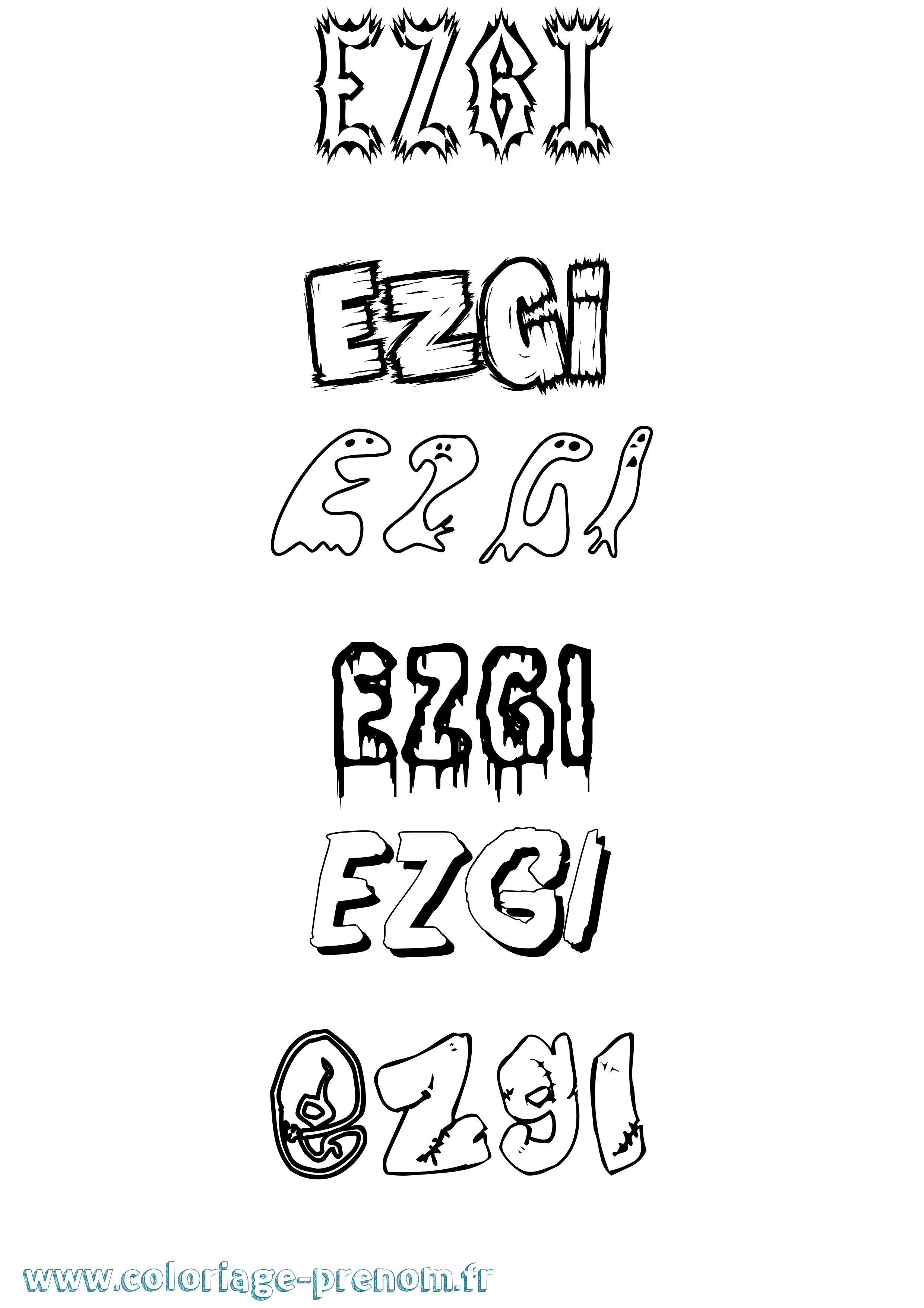 Coloriage Ezgi Frisson Coloriage prénom Ezgi Frisson