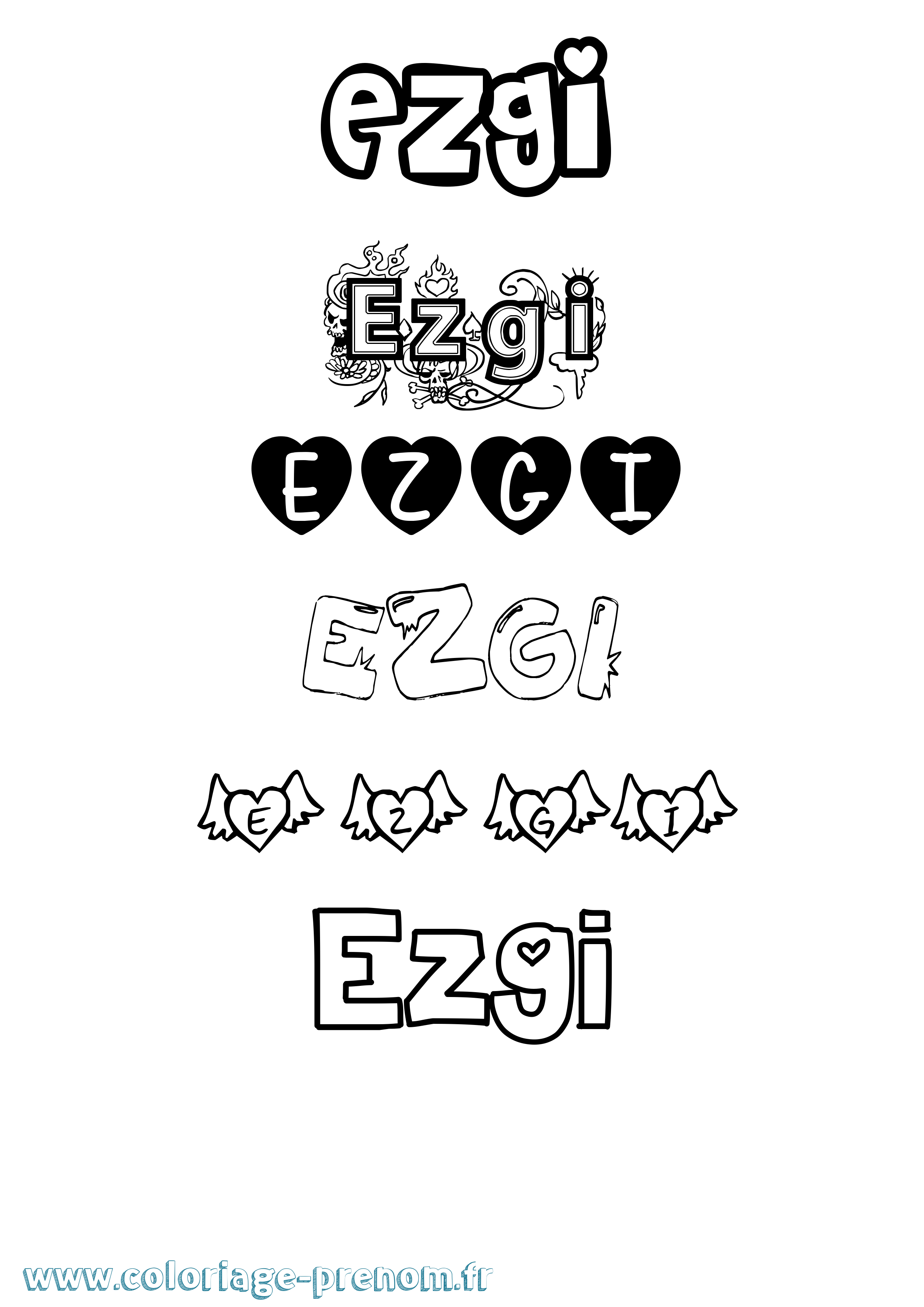 Coloriage Ezgi Girly Coloriage prénom Ezgi Girly