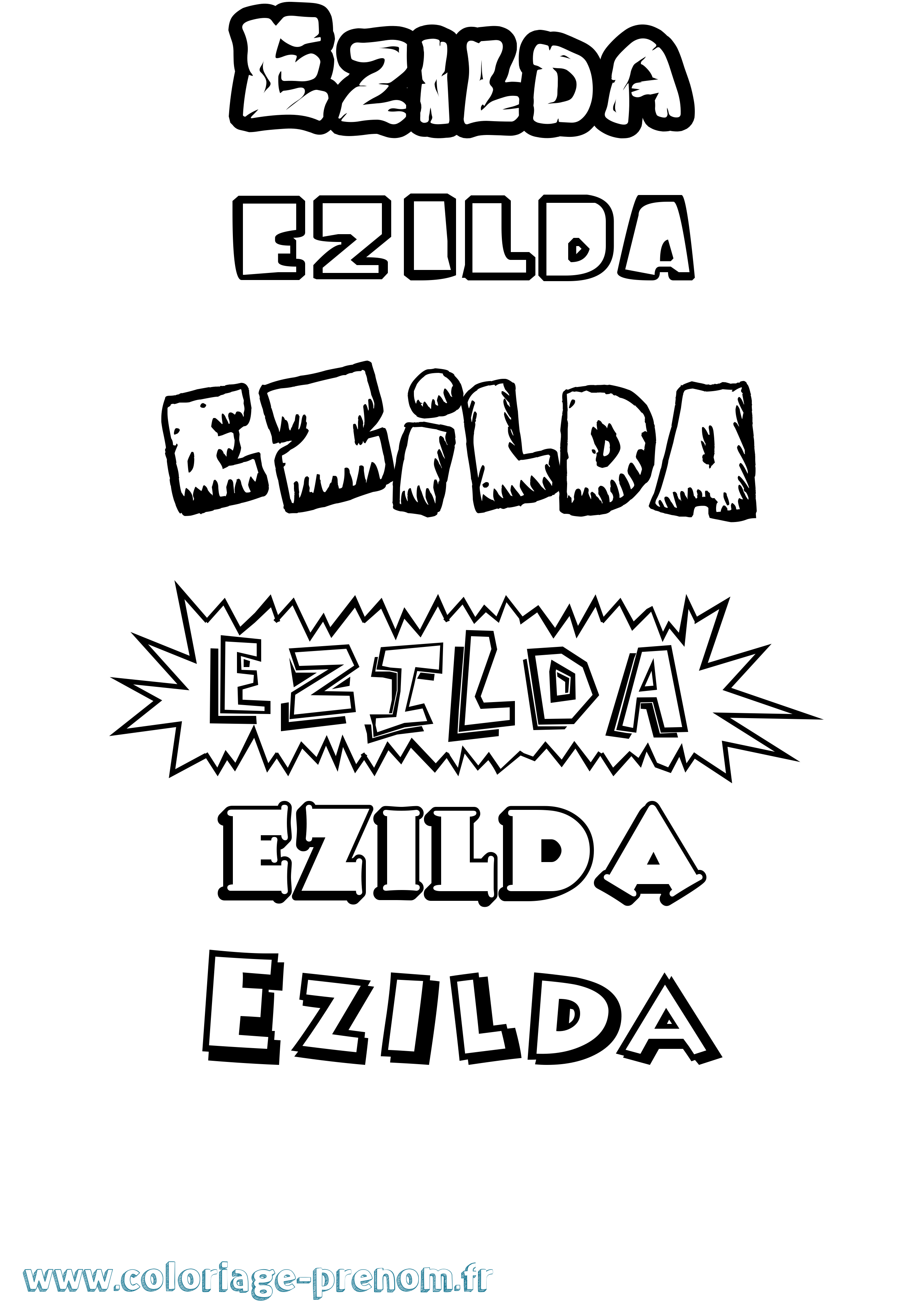 Coloriage Ezilda Dessin Animé Coloriage prénom Ezilda Dessin Animé