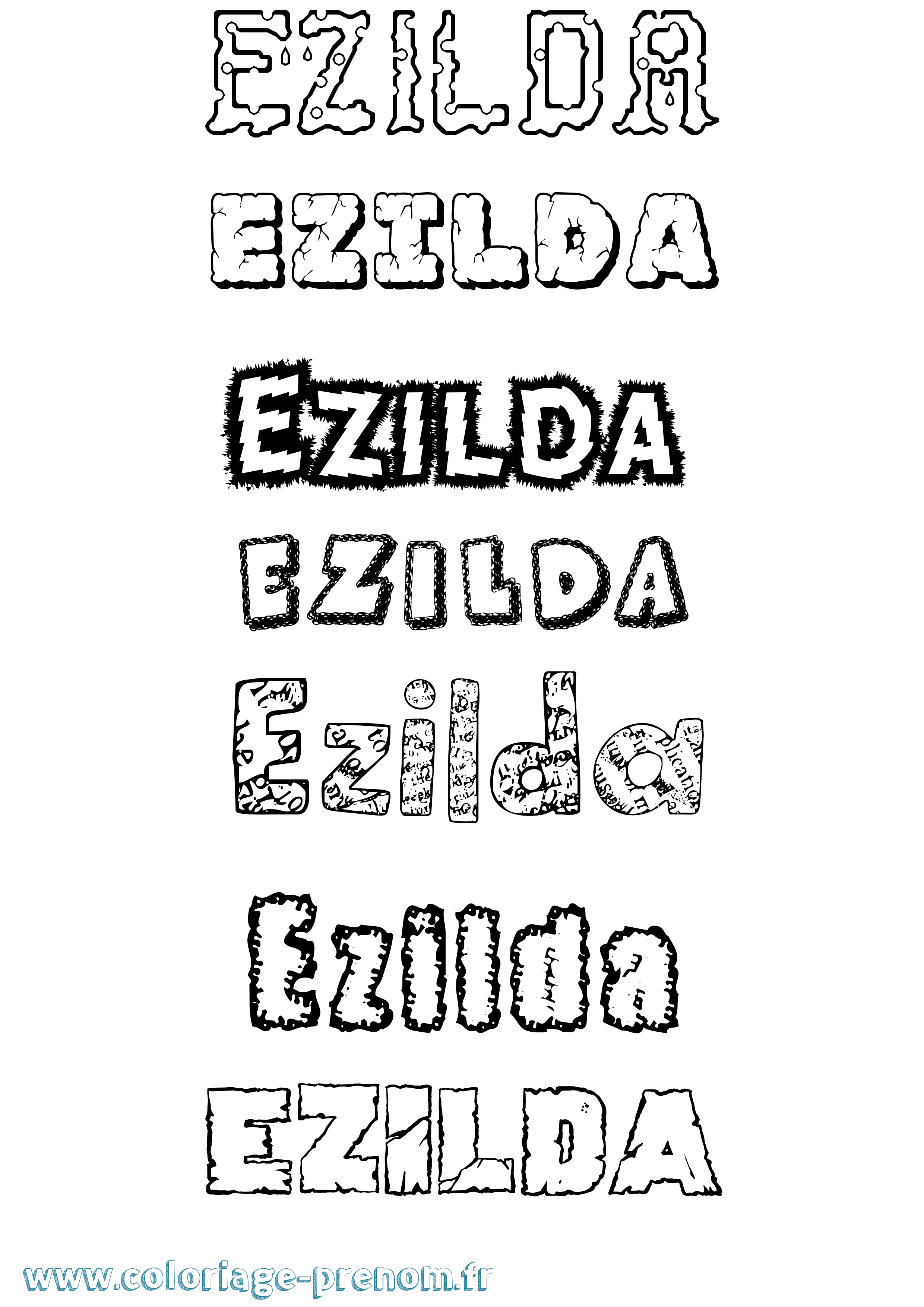 Coloriage Ezilda Destructuré Coloriage prénom Ezilda Destructuré