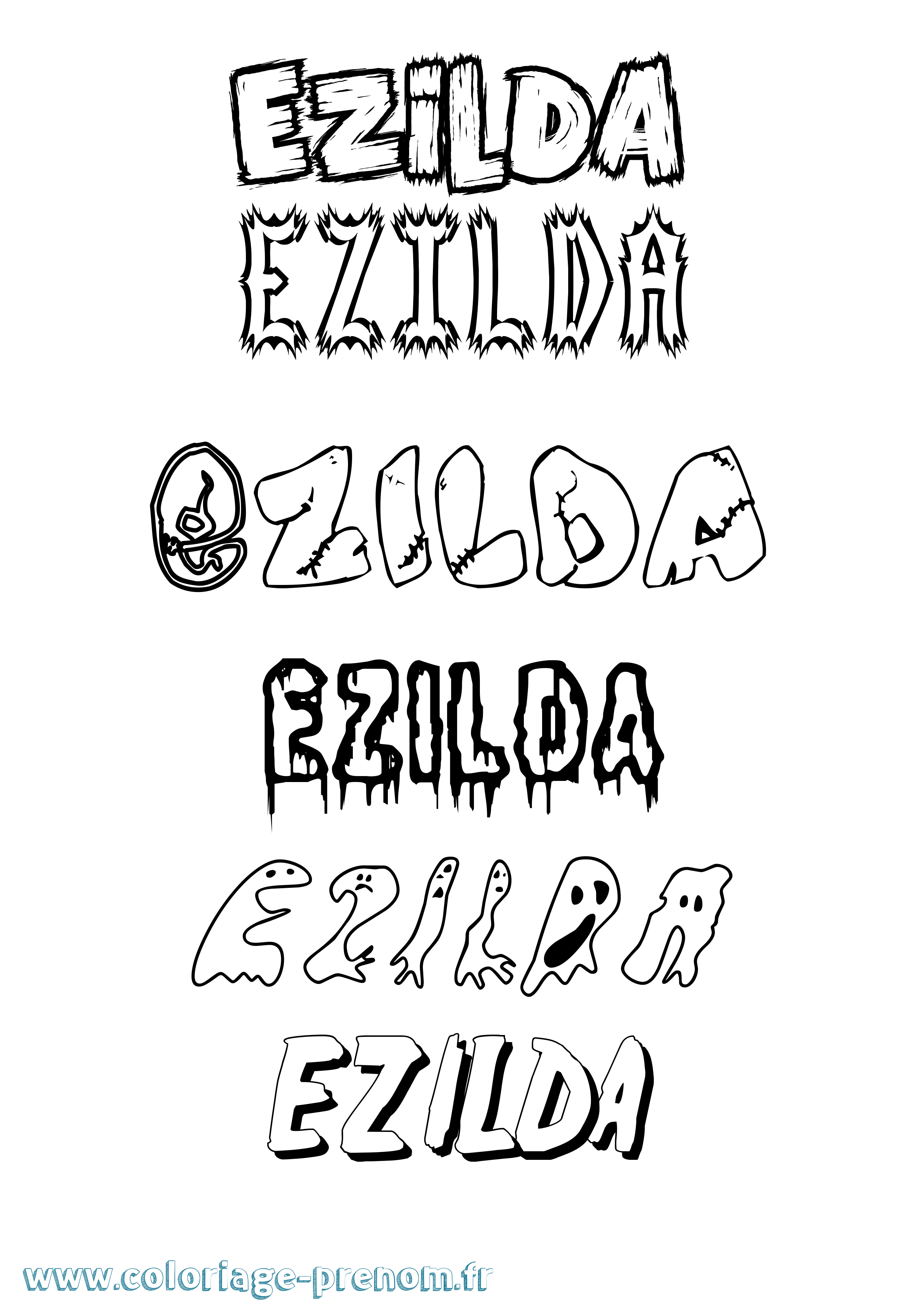 Coloriage Ezilda Frisson Coloriage prénom Ezilda Frisson