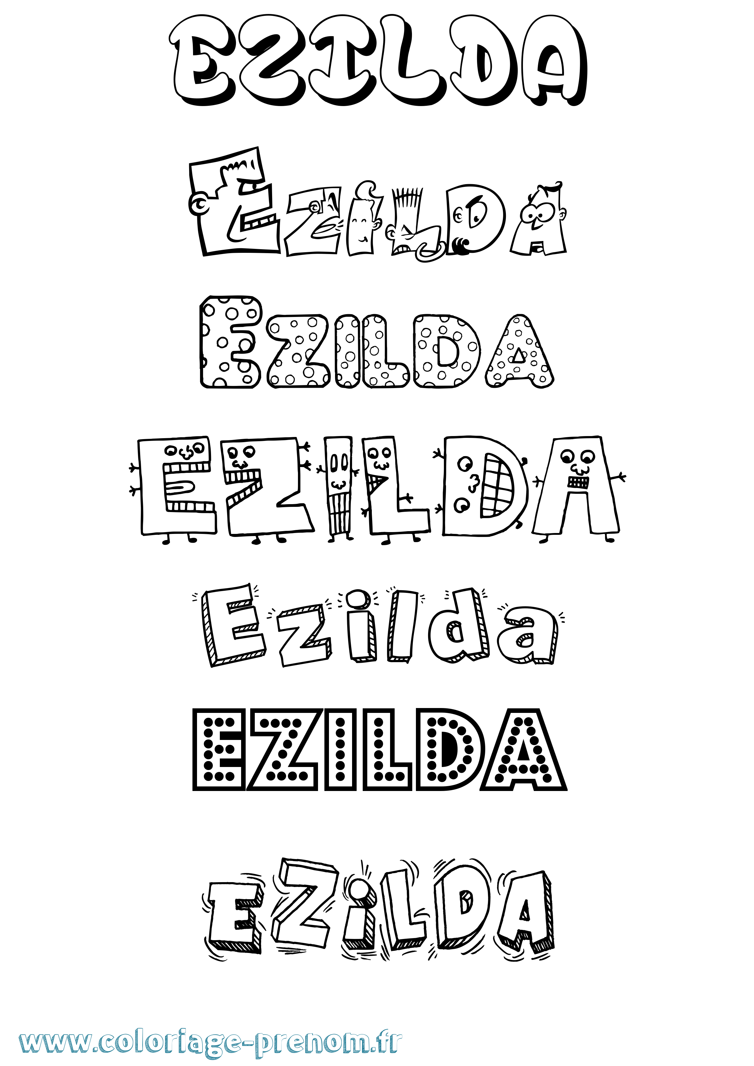 Coloriage Ezilda Fun Coloriage prénom Ezilda Fun