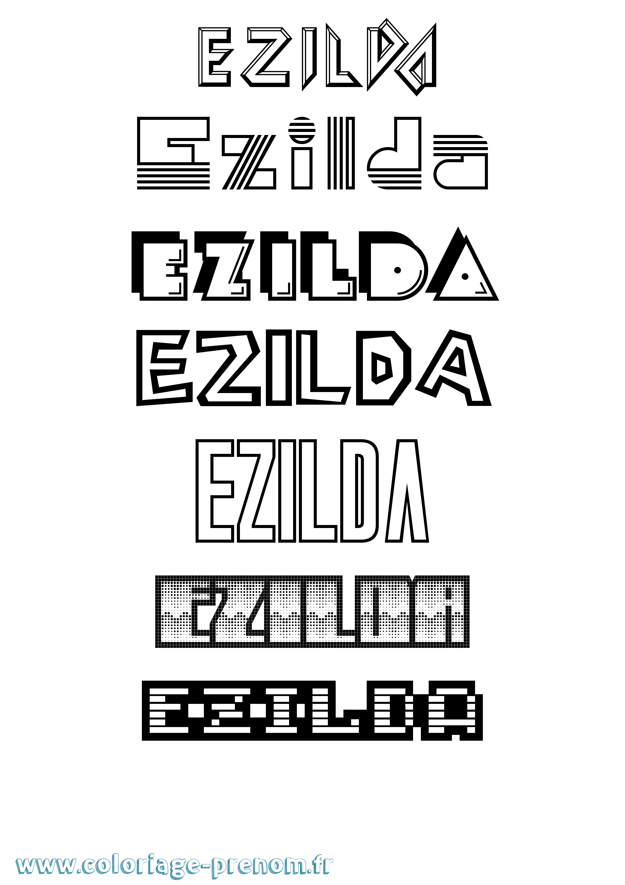 Coloriage Ezilda Jeux Vidéos Coloriage prénom Ezilda Jeux Vidéos
