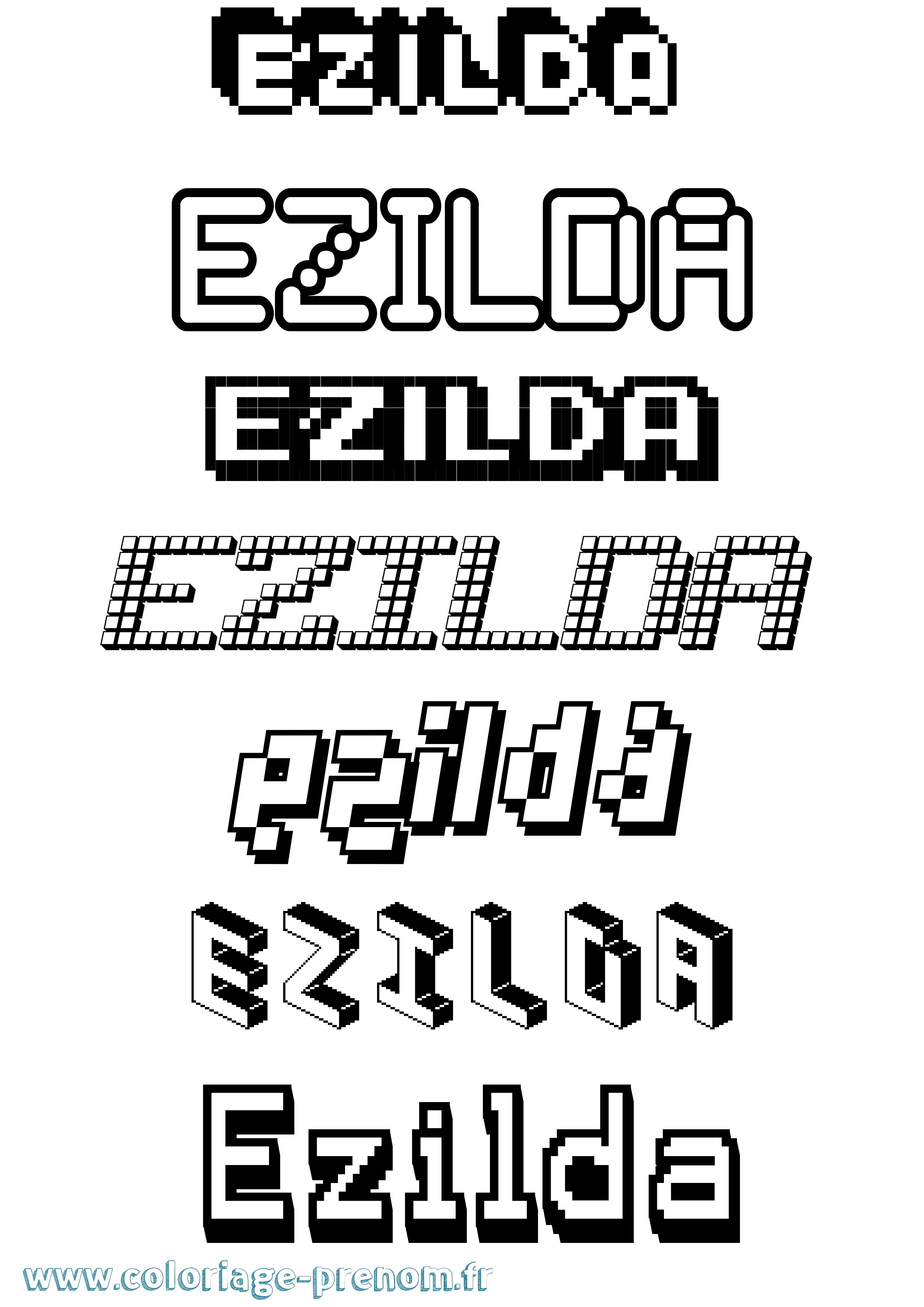 Coloriage Ezilda Pixel Coloriage prénom Ezilda Pixel