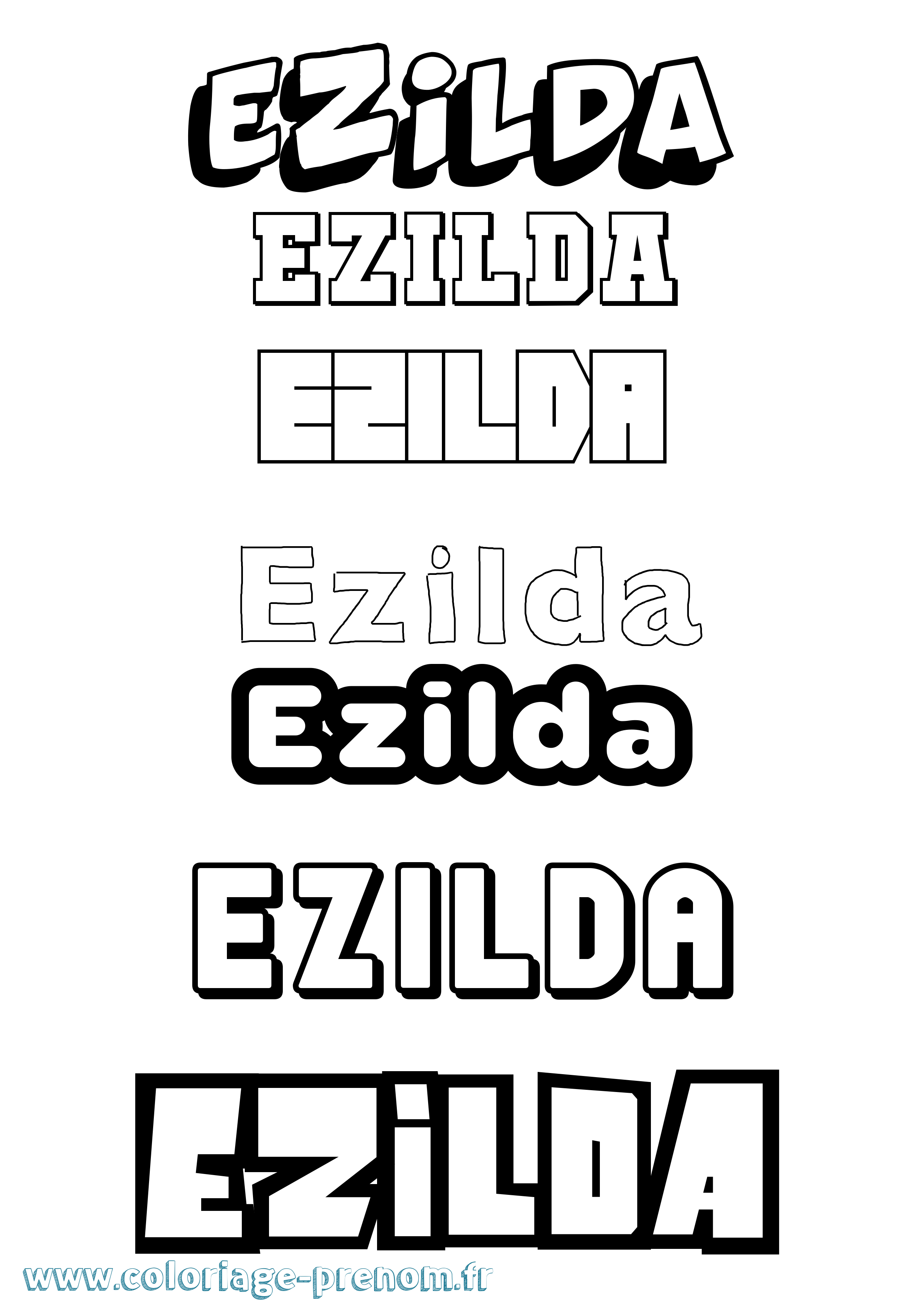 Coloriage Ezilda Simple Coloriage prénom Ezilda Simple