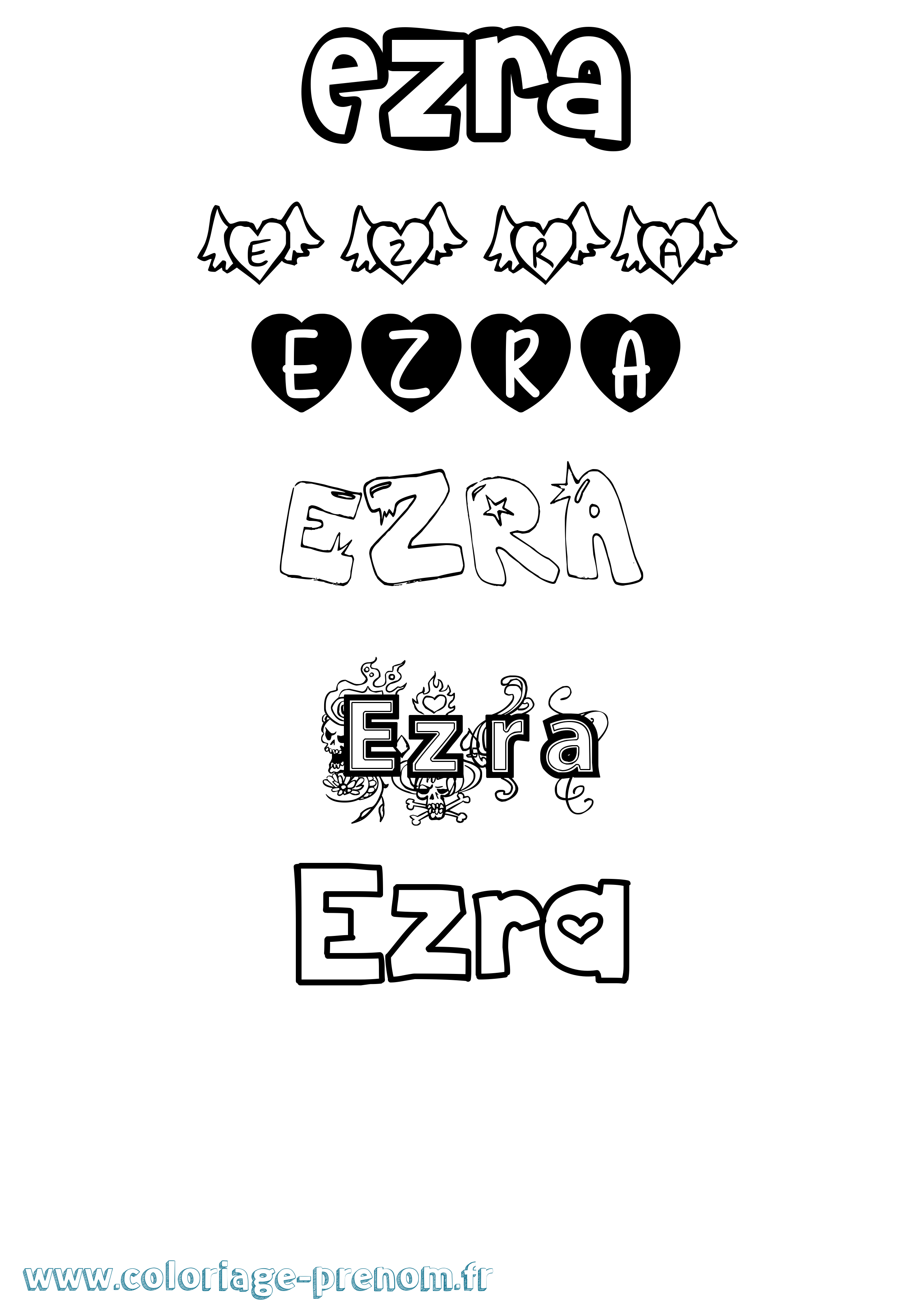 Coloriage Ezra Girly Coloriage prénom Ezra Girly