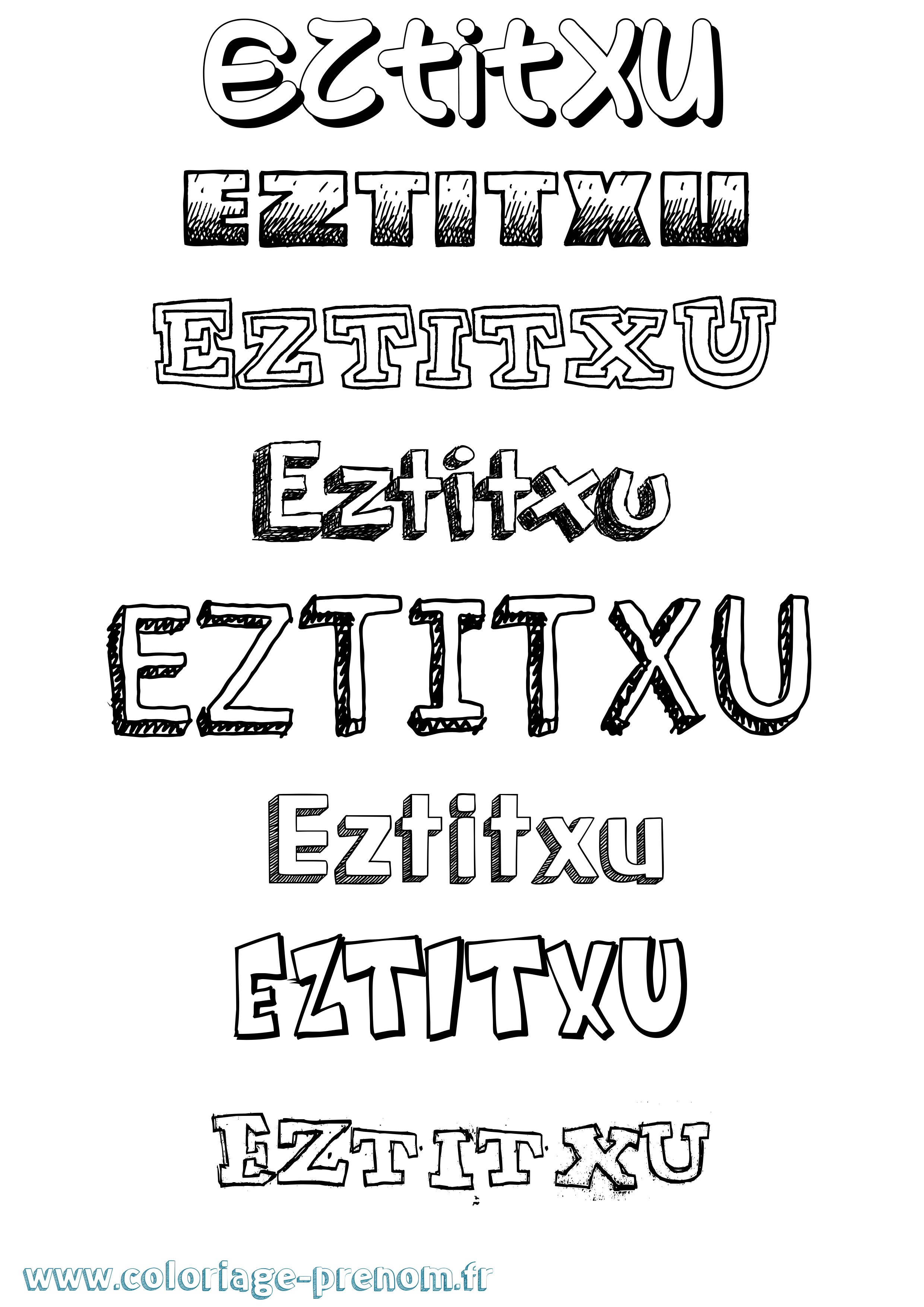 Coloriage Eztitxu Dessiné Coloriage prénom Eztitxu Dessiné