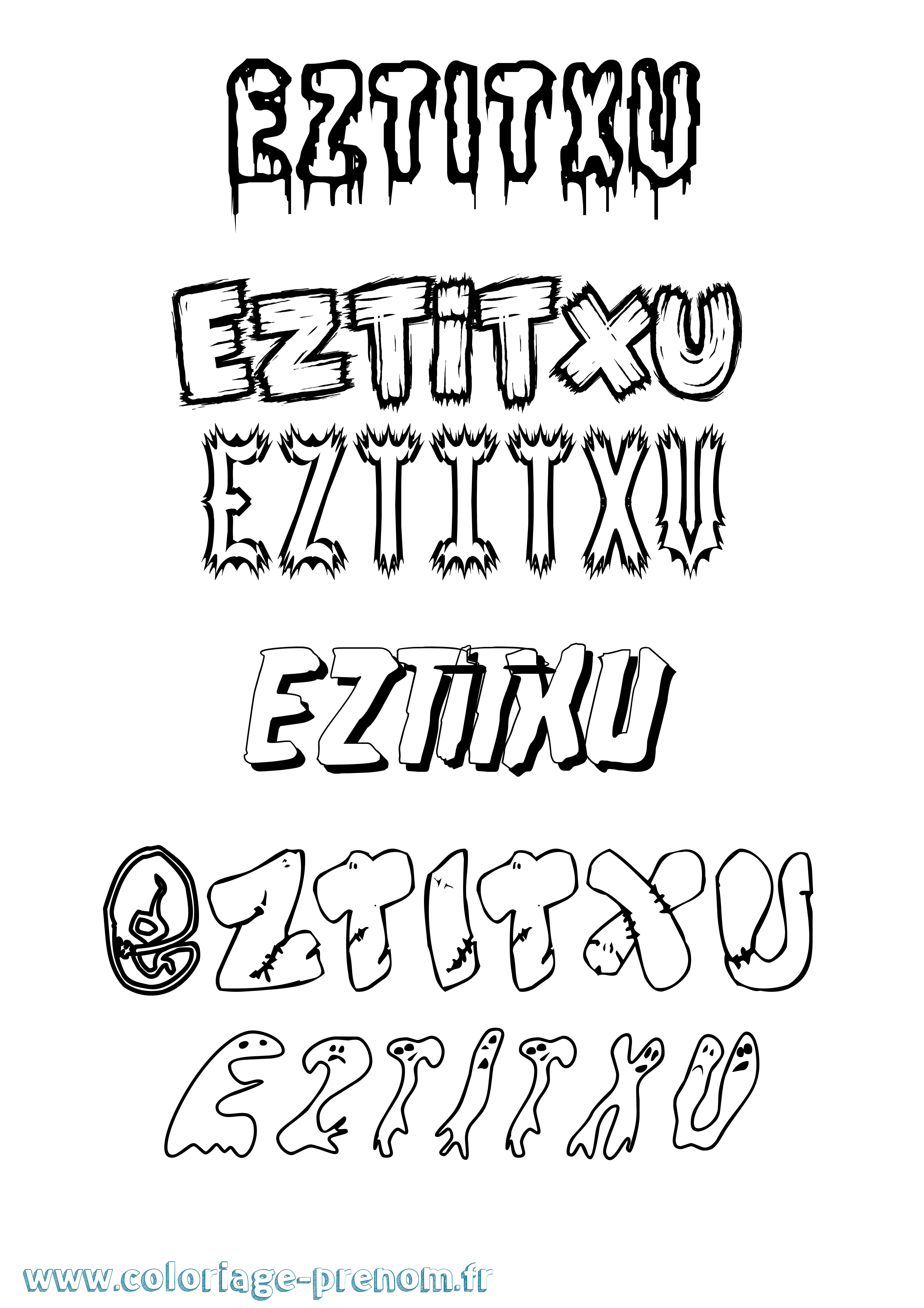 Coloriage Eztitxu Frisson Coloriage prénom Eztitxu Frisson