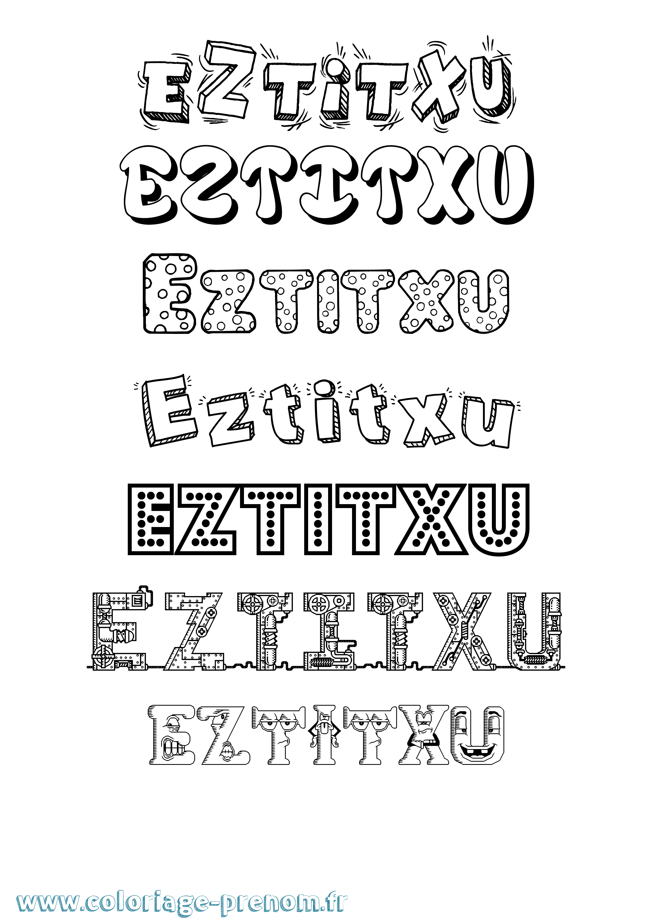 Coloriage Eztitxu Fun Coloriage prénom Eztitxu Fun
