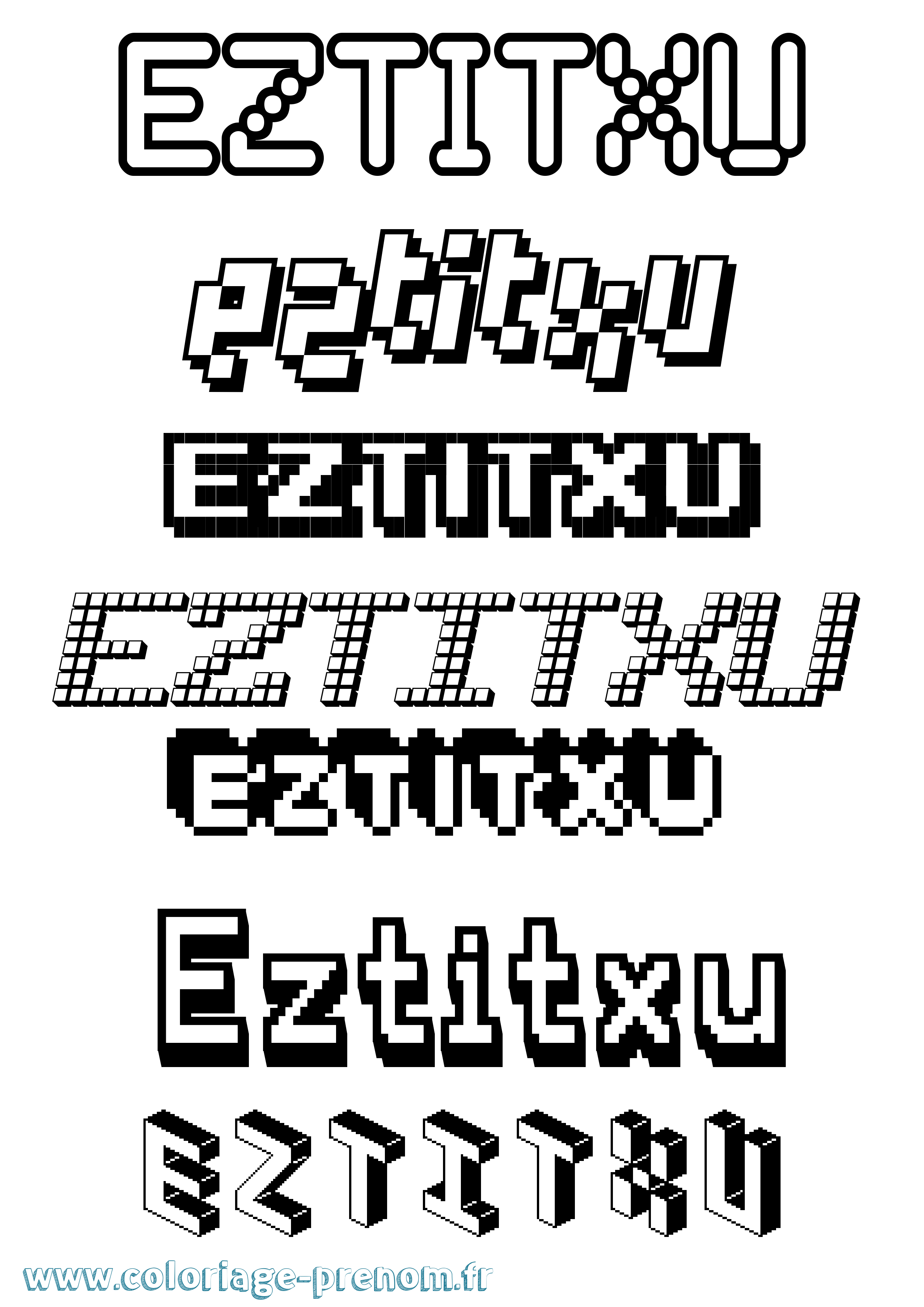 Coloriage Eztitxu Pixel Coloriage prénom Eztitxu Pixel