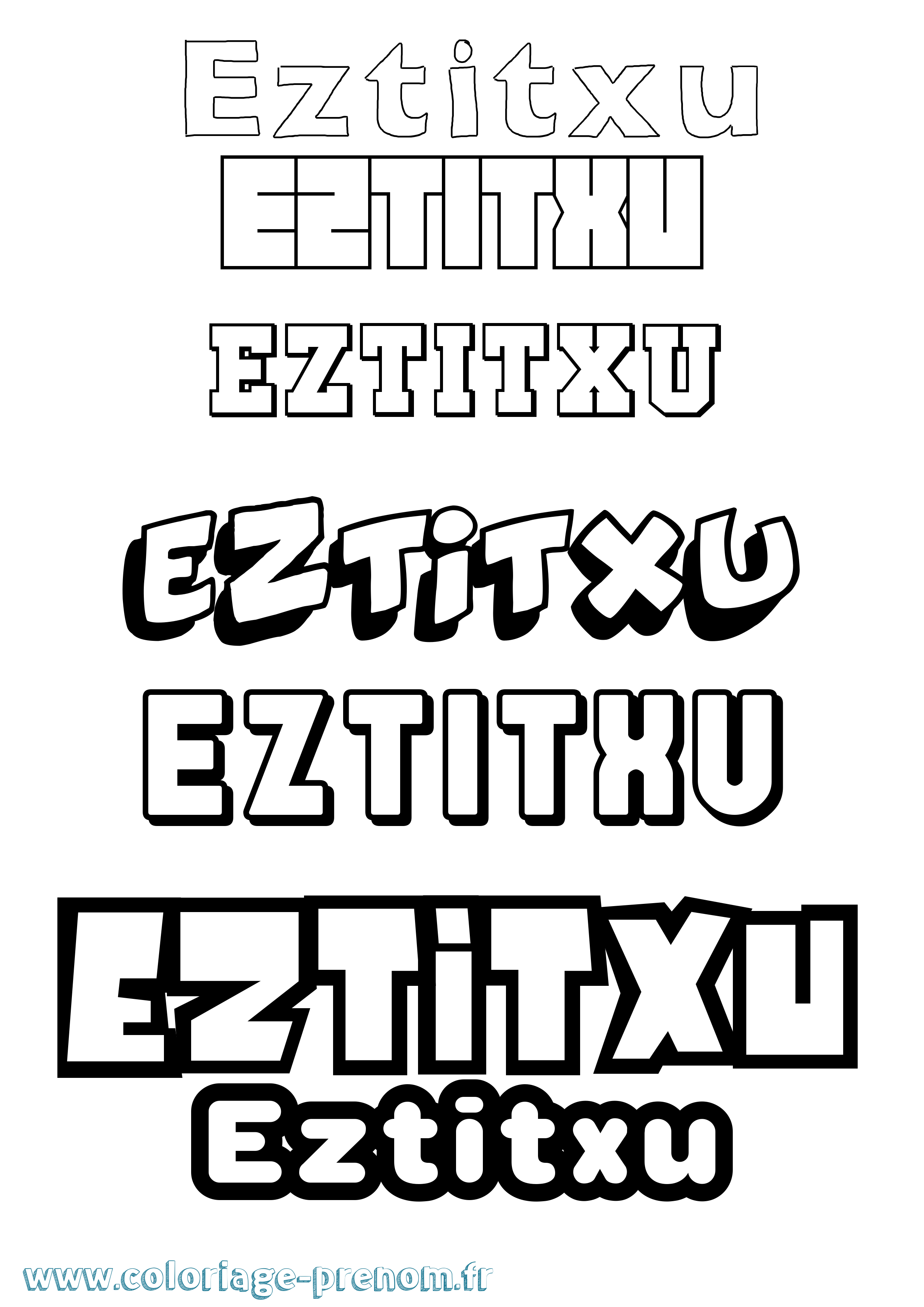 Coloriage Eztitxu Simple Coloriage prénom Eztitxu Simple