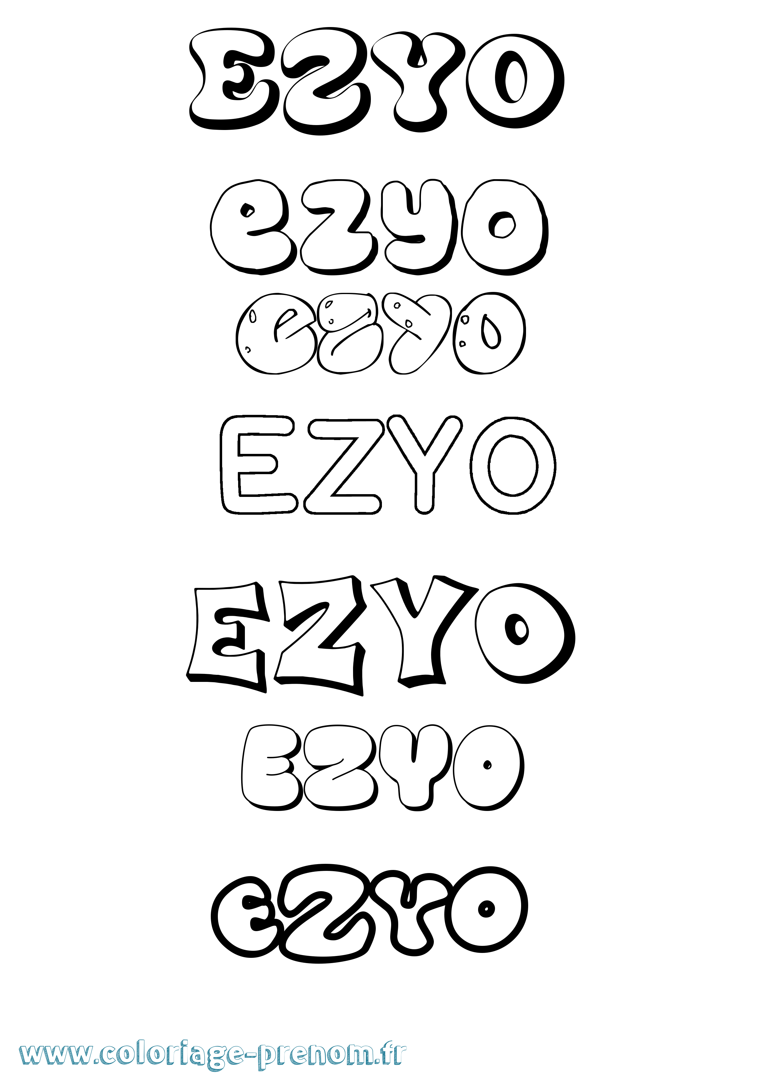 Coloriage Ezyo Bubble Coloriage prénom Ezyo Bubble