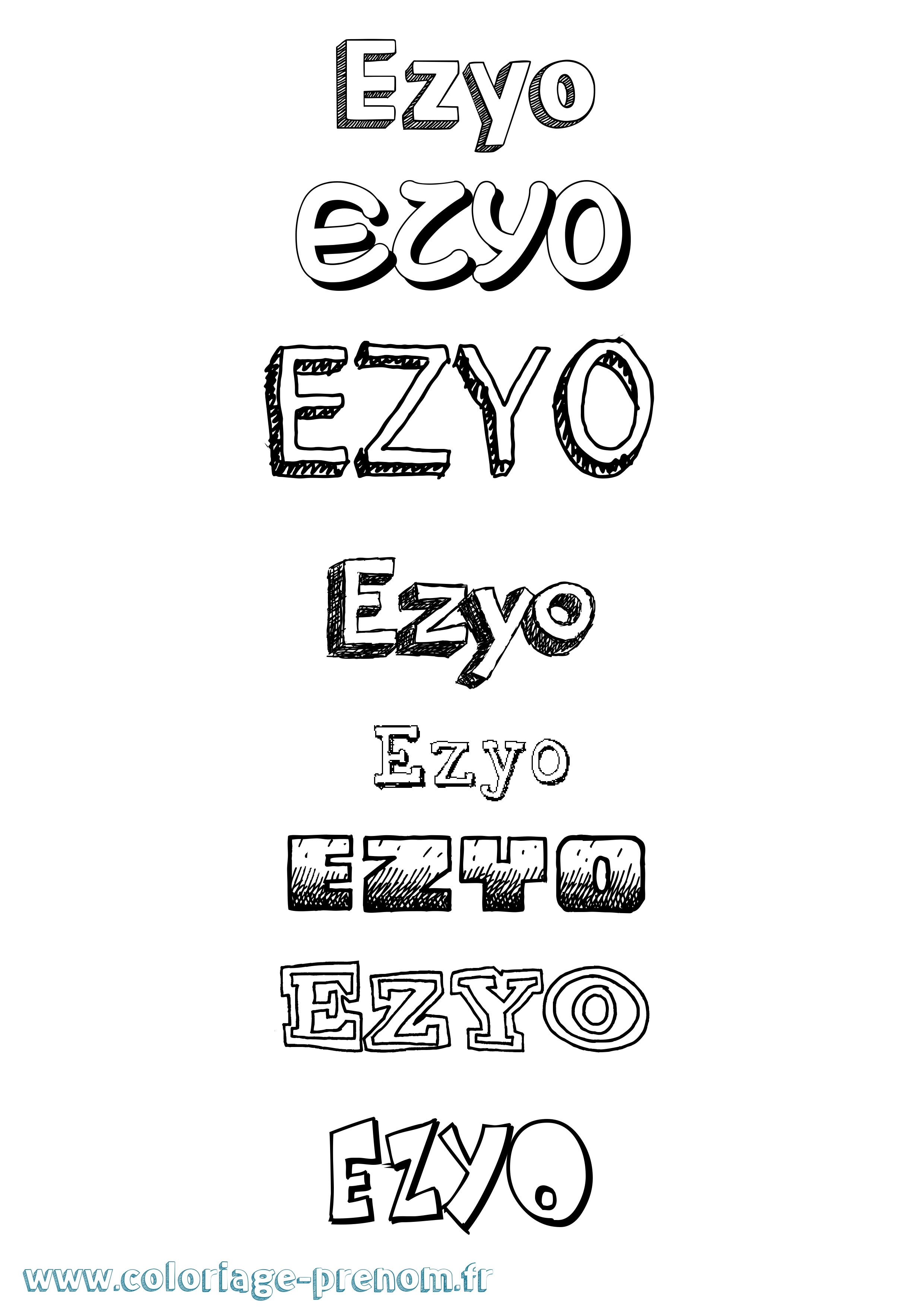 Coloriage Ezyo Dessiné Coloriage prénom Ezyo Dessiné