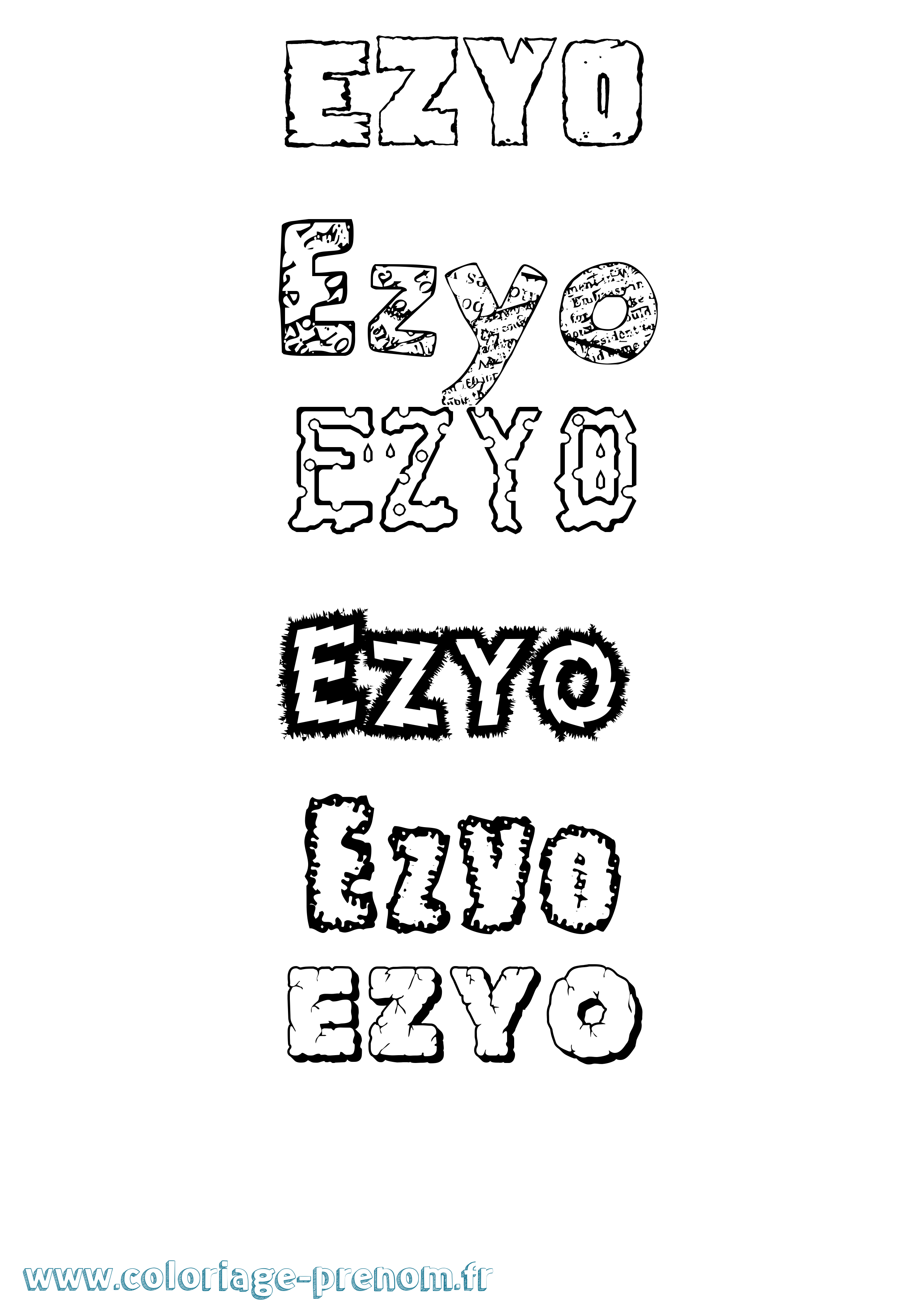 Coloriage Ezyo Destructuré Coloriage prénom Ezyo Destructuré