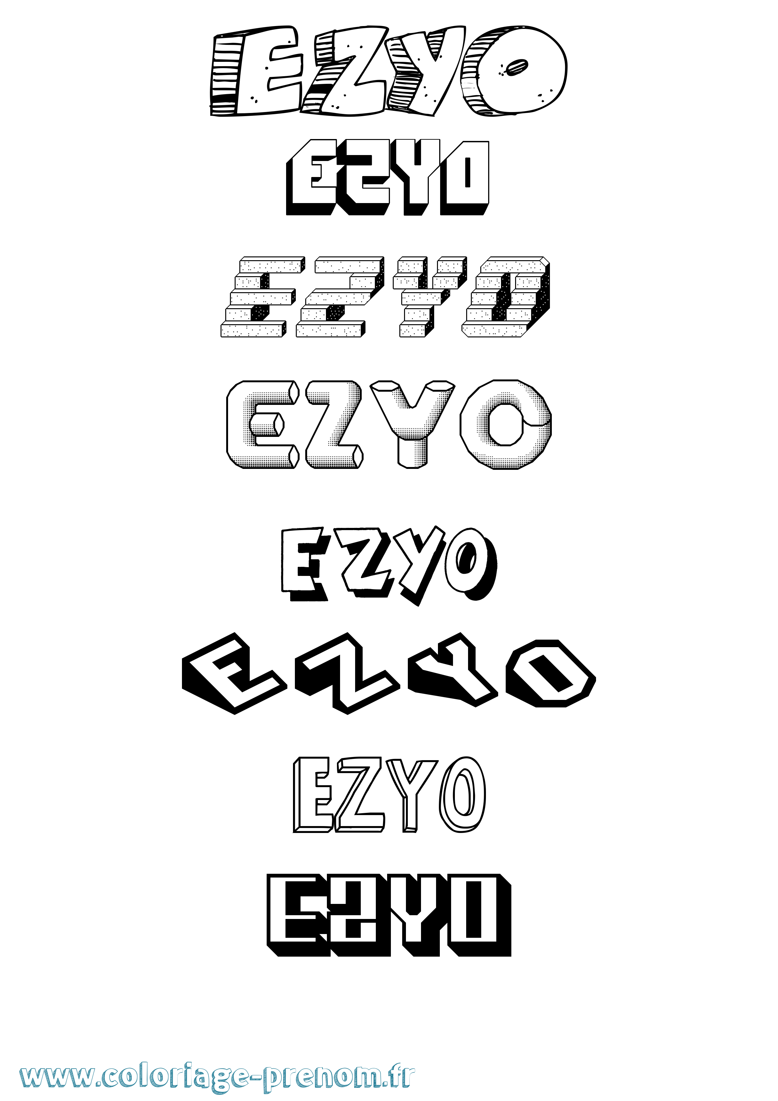 Coloriage Ezyo Effet 3D Coloriage prénom Ezyo Effet 3D