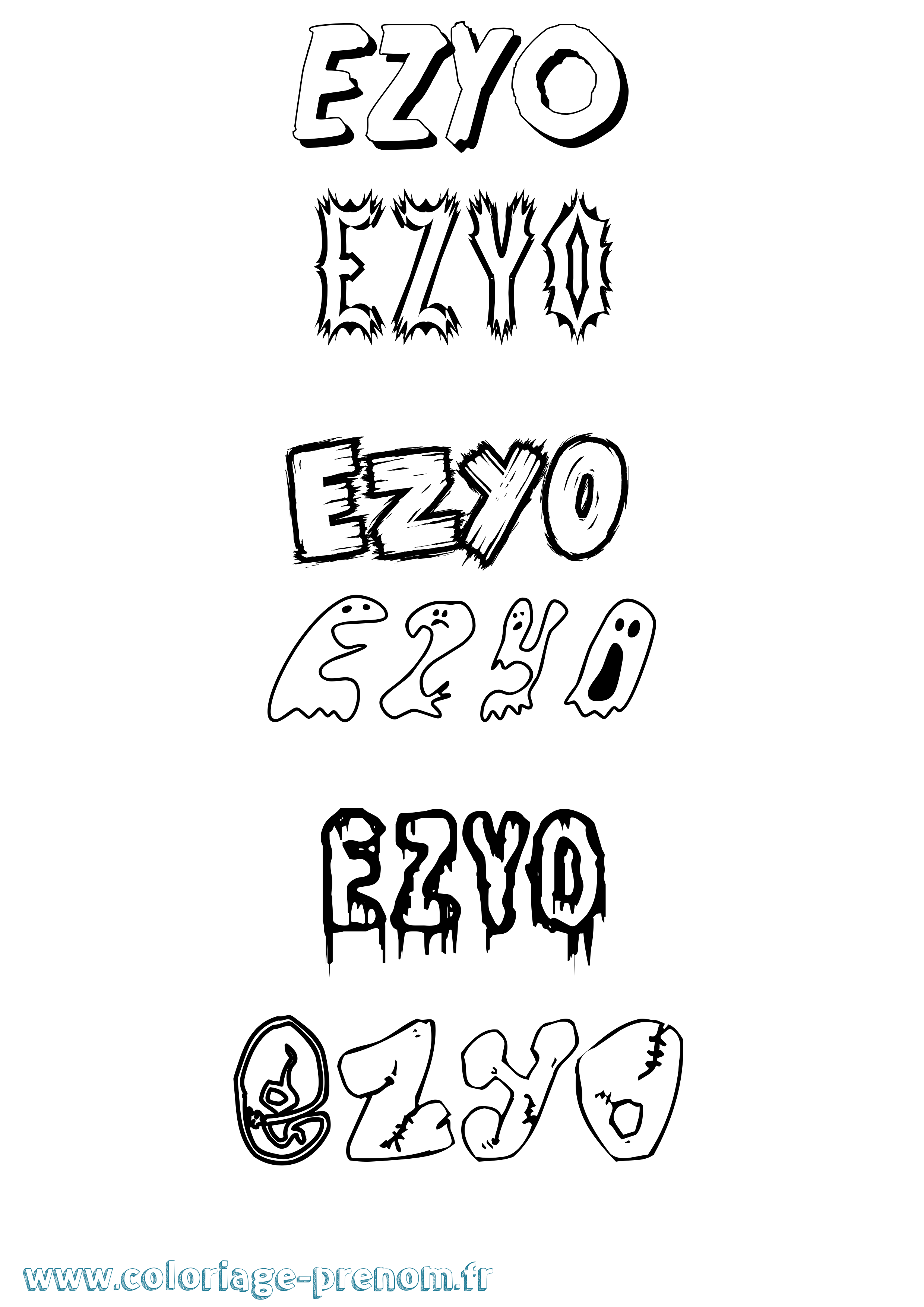 Coloriage Ezyo Frisson Coloriage prénom Ezyo Frisson