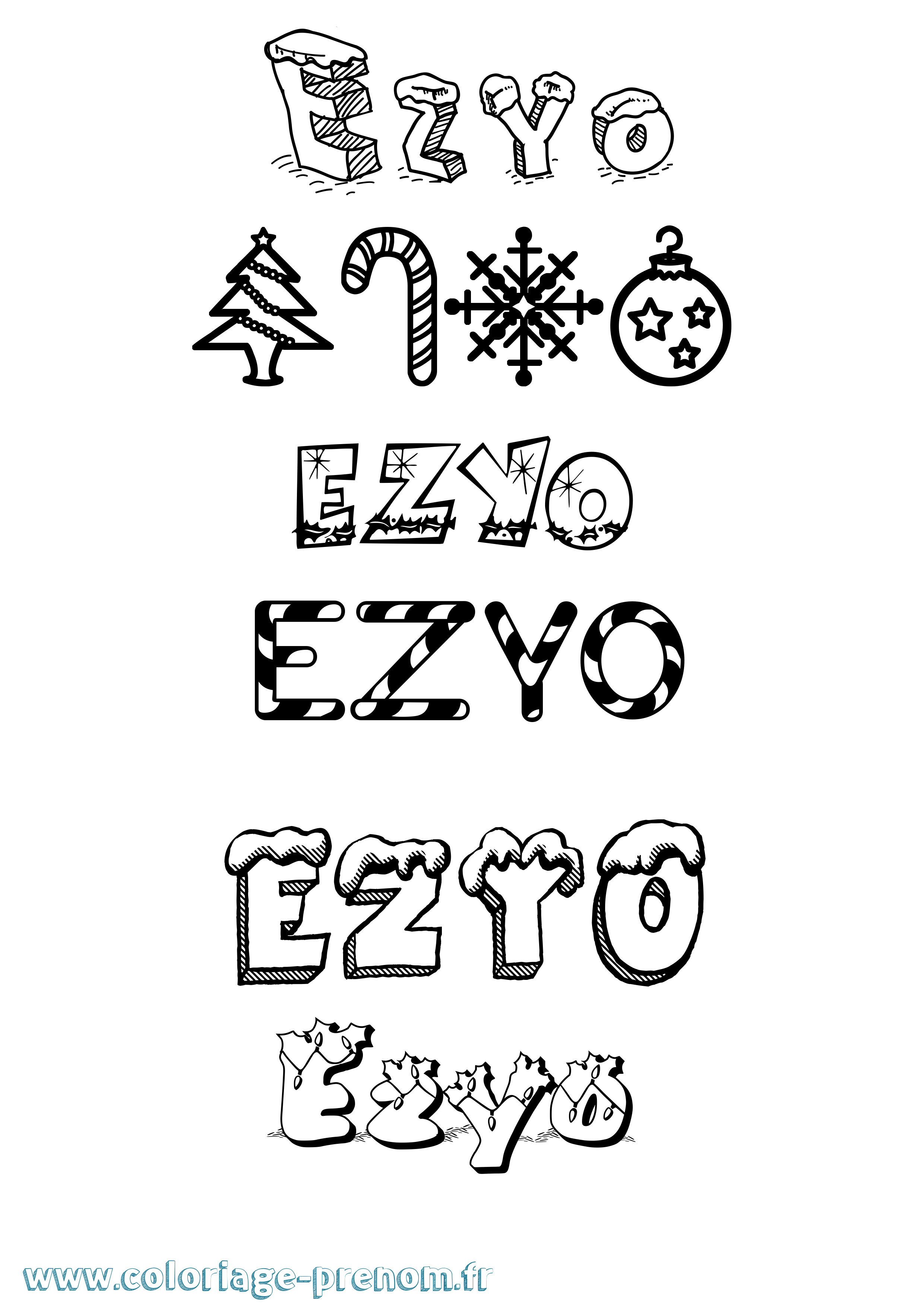 Coloriage Ezyo Noël Coloriage prénom Ezyo Noël