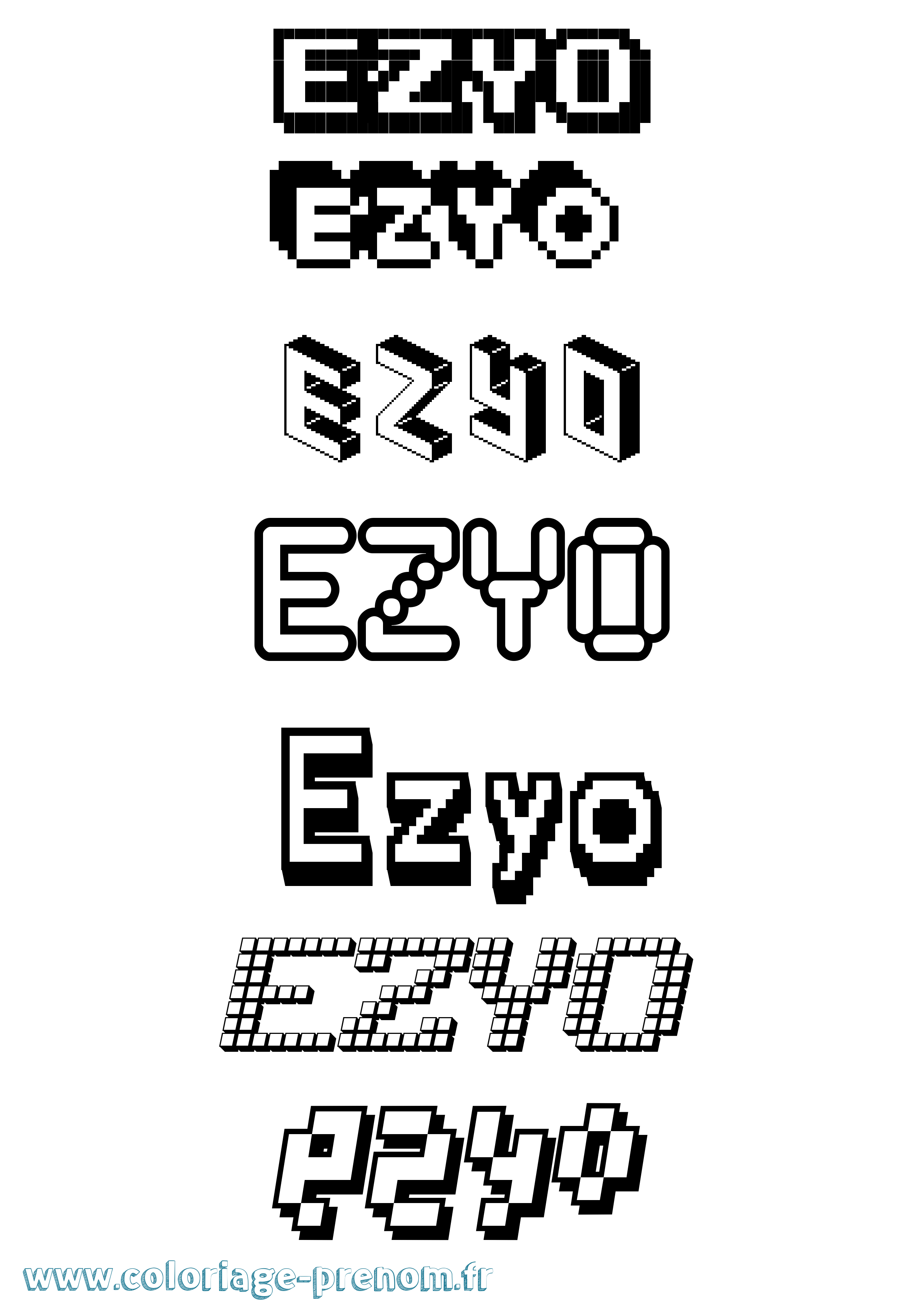 Coloriage Ezyo Pixel Coloriage prénom Ezyo Pixel