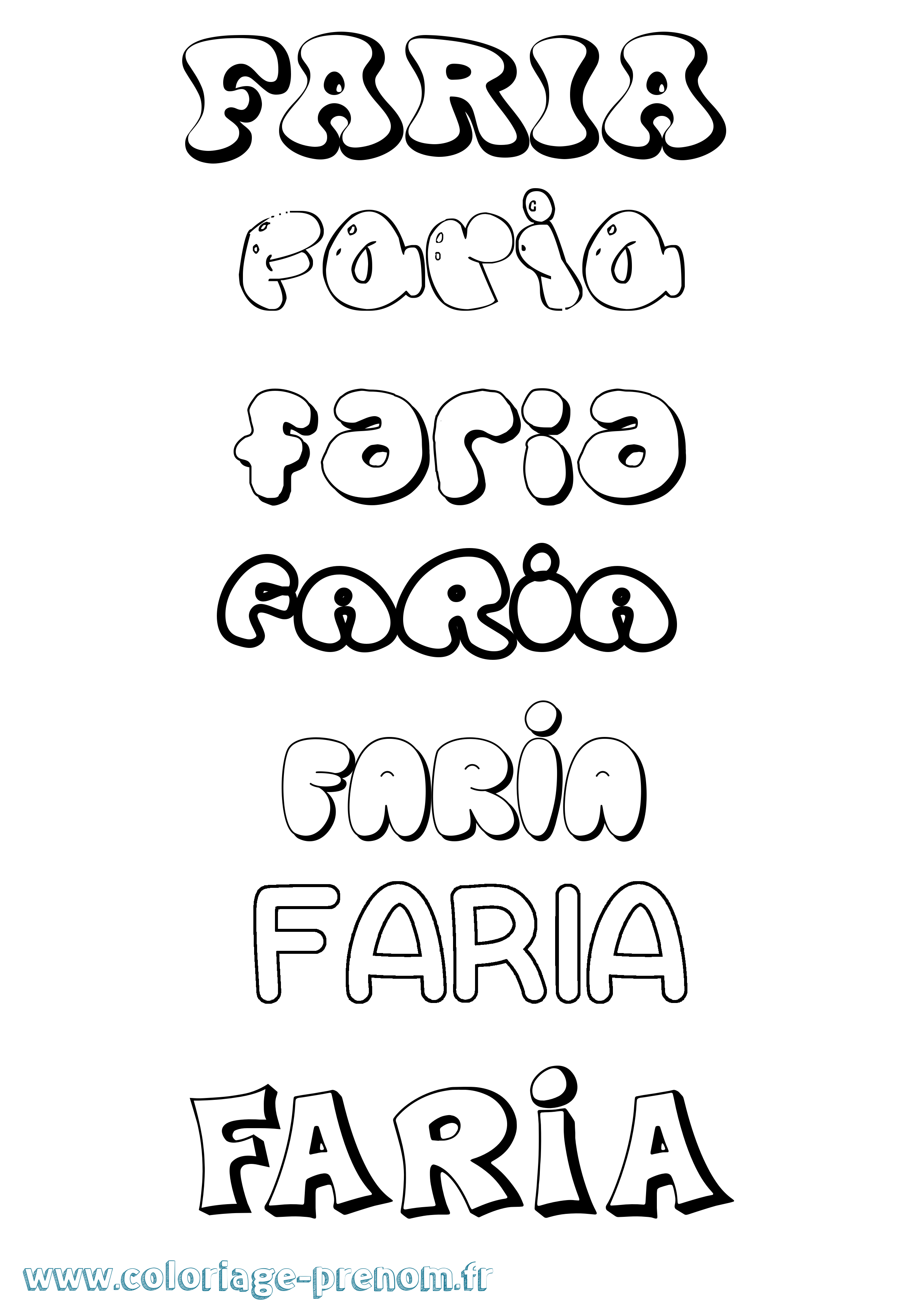 Coloriage Faria Bubble Coloriage prénom Faria Bubble