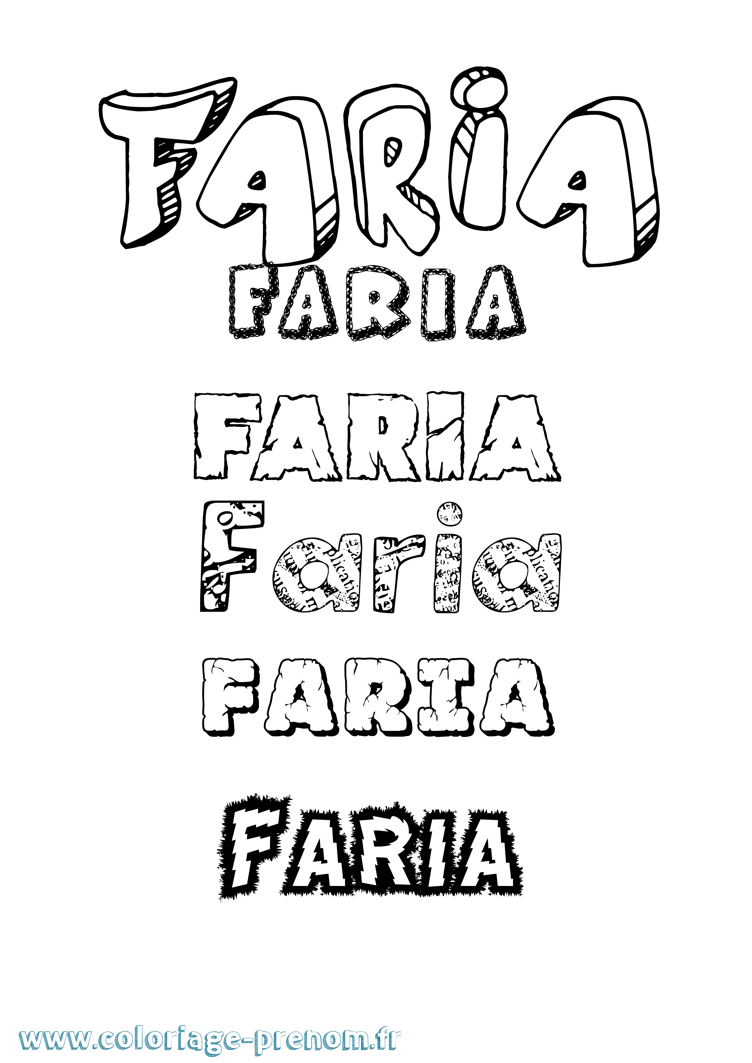 Coloriage Faria Destructuré Coloriage prénom Faria Destructuré