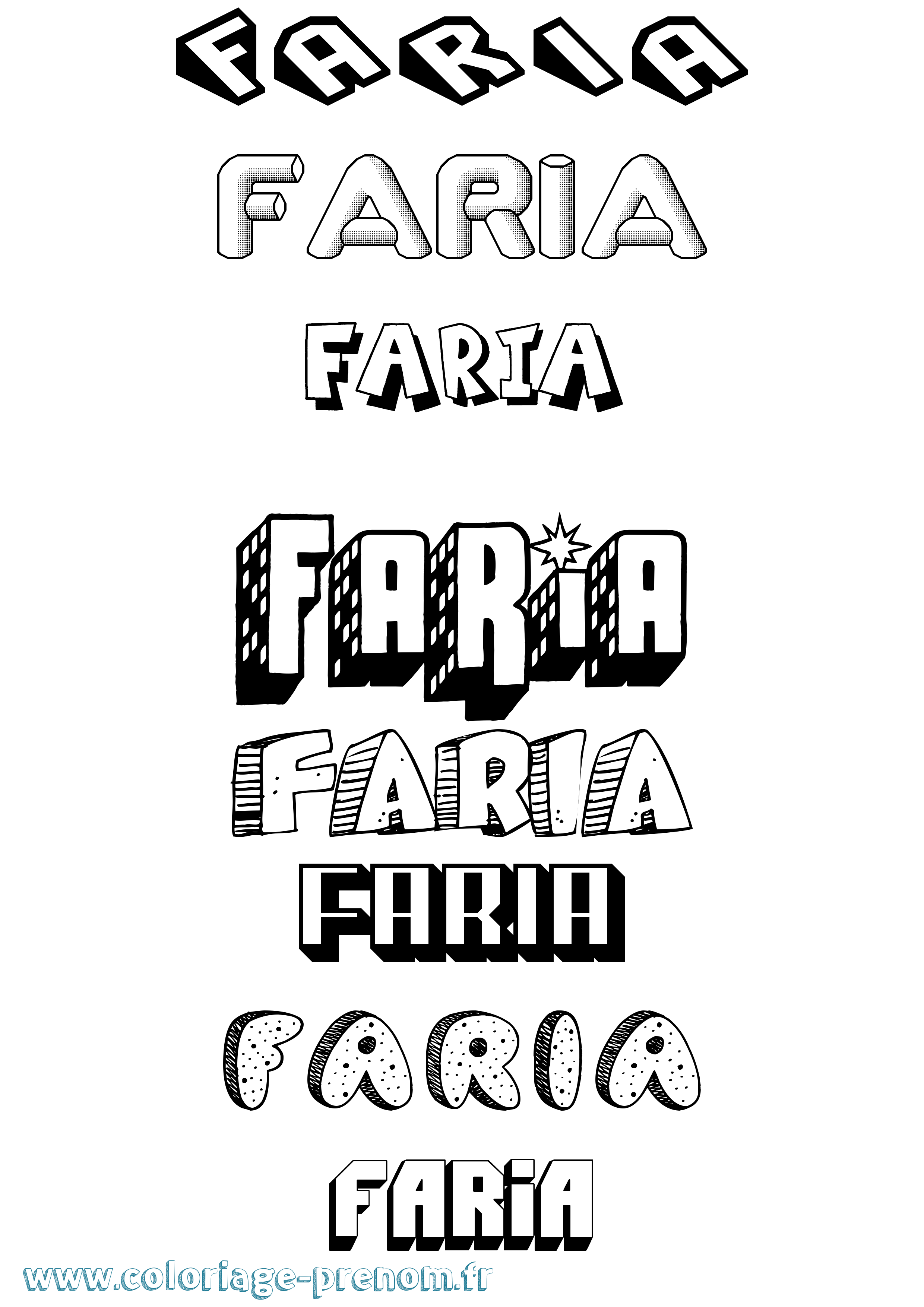 Coloriage Faria Effet 3D Coloriage prénom Faria Effet 3D