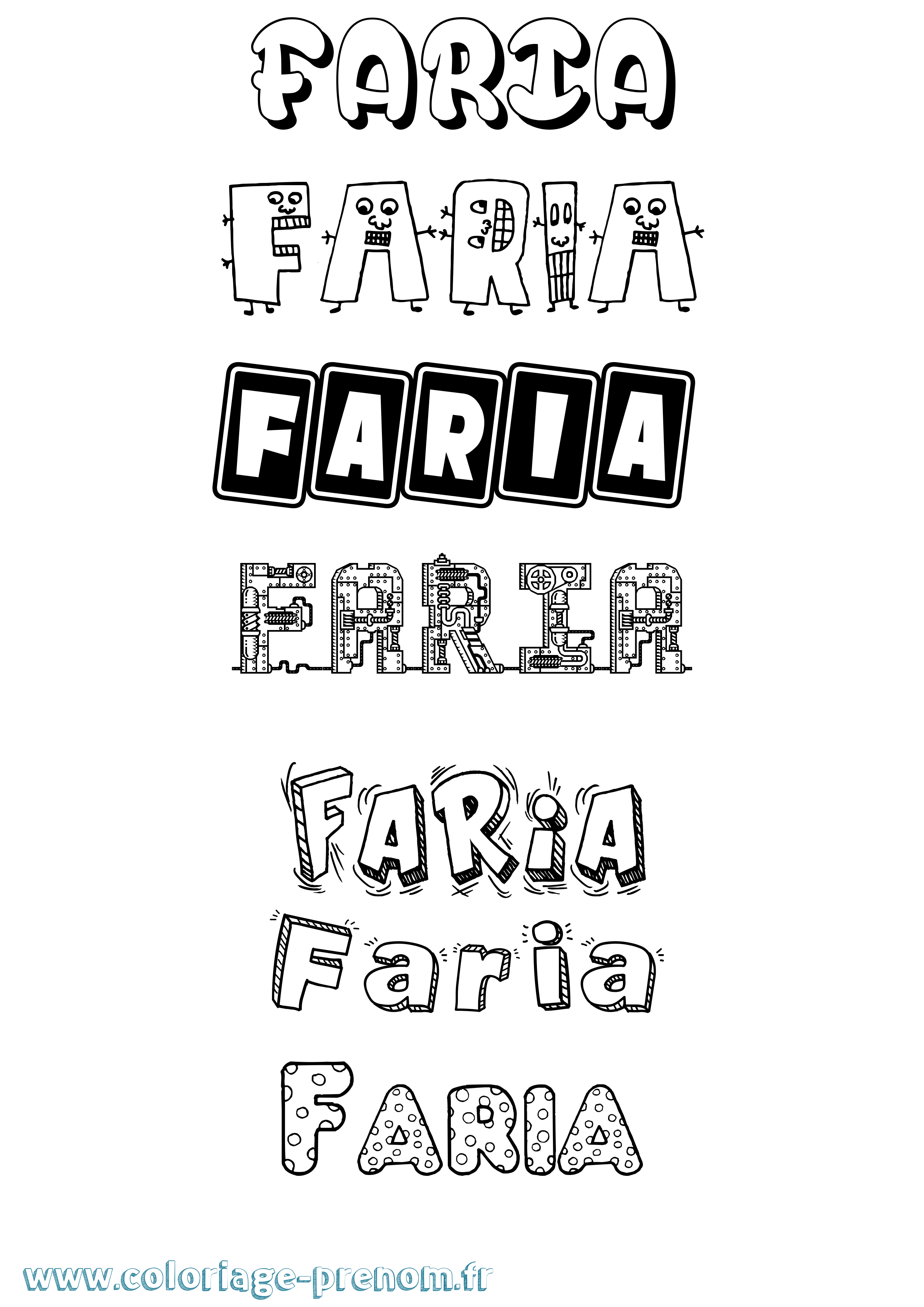 Coloriage Faria Fun Coloriage prénom Faria Fun