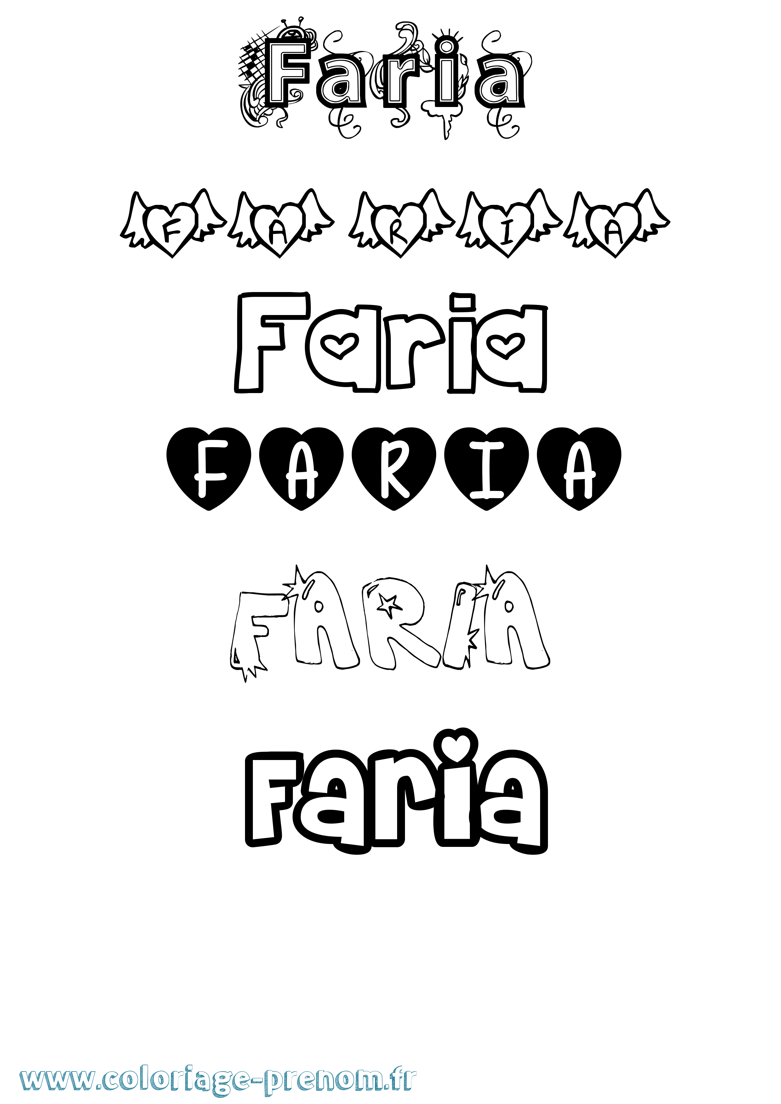 Coloriage Faria Girly Coloriage prénom Faria Girly
