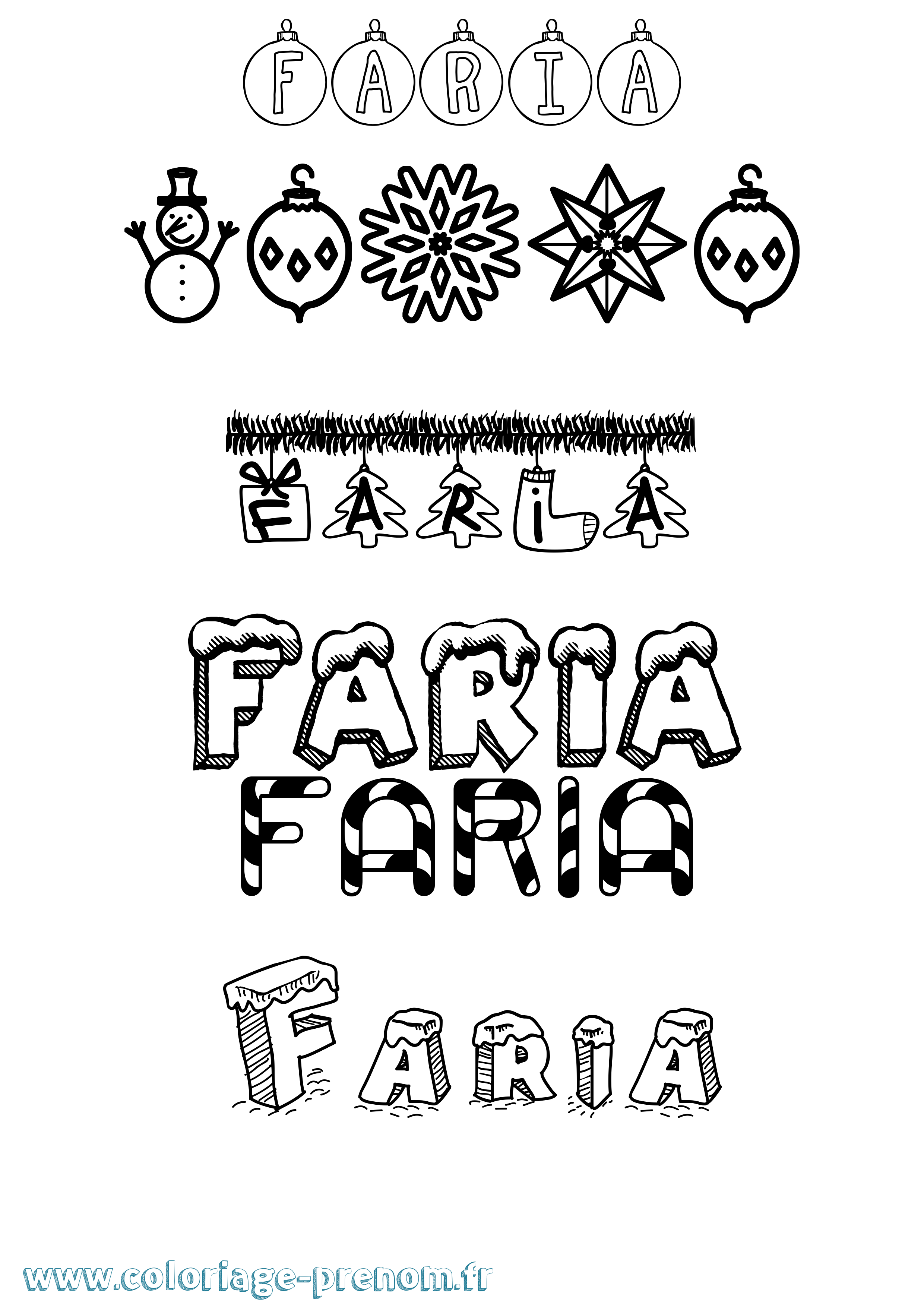 Coloriage Faria Noël Coloriage prénom Faria Noël