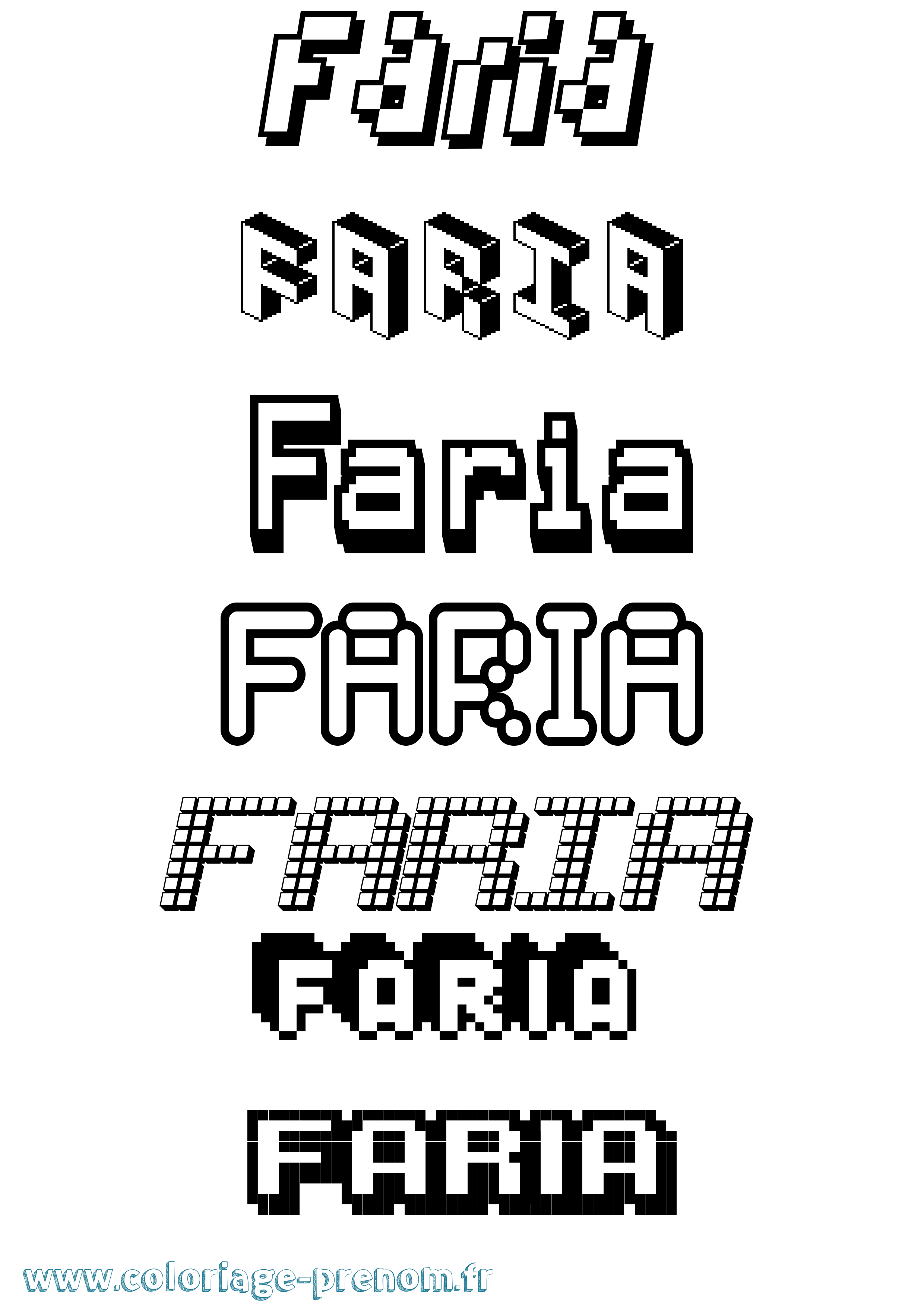 Coloriage Faria Pixel Coloriage prénom Faria Pixel